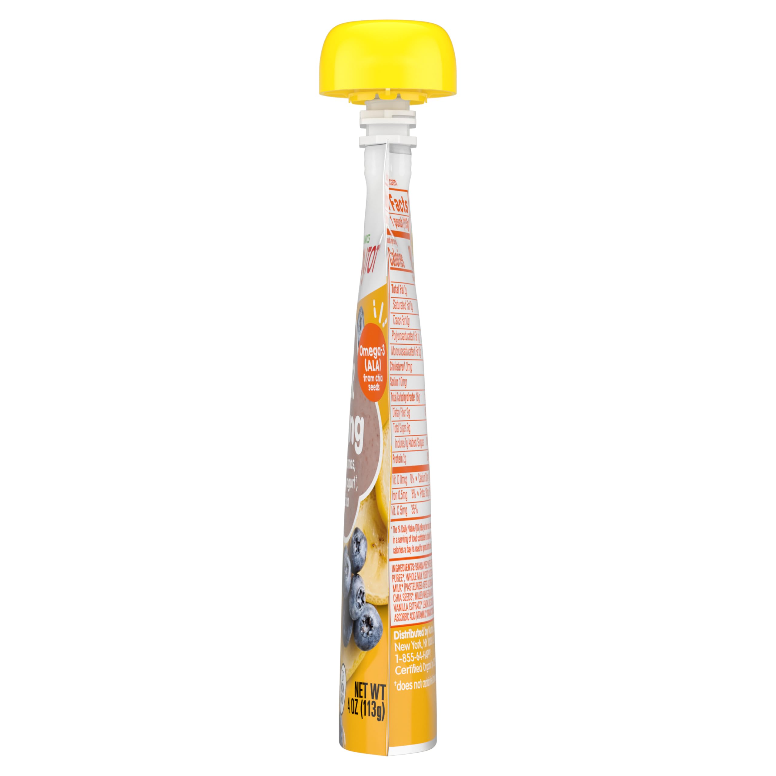 HAPPYTOT pouch 4 oz junto a una regla para ver tamaño práctico