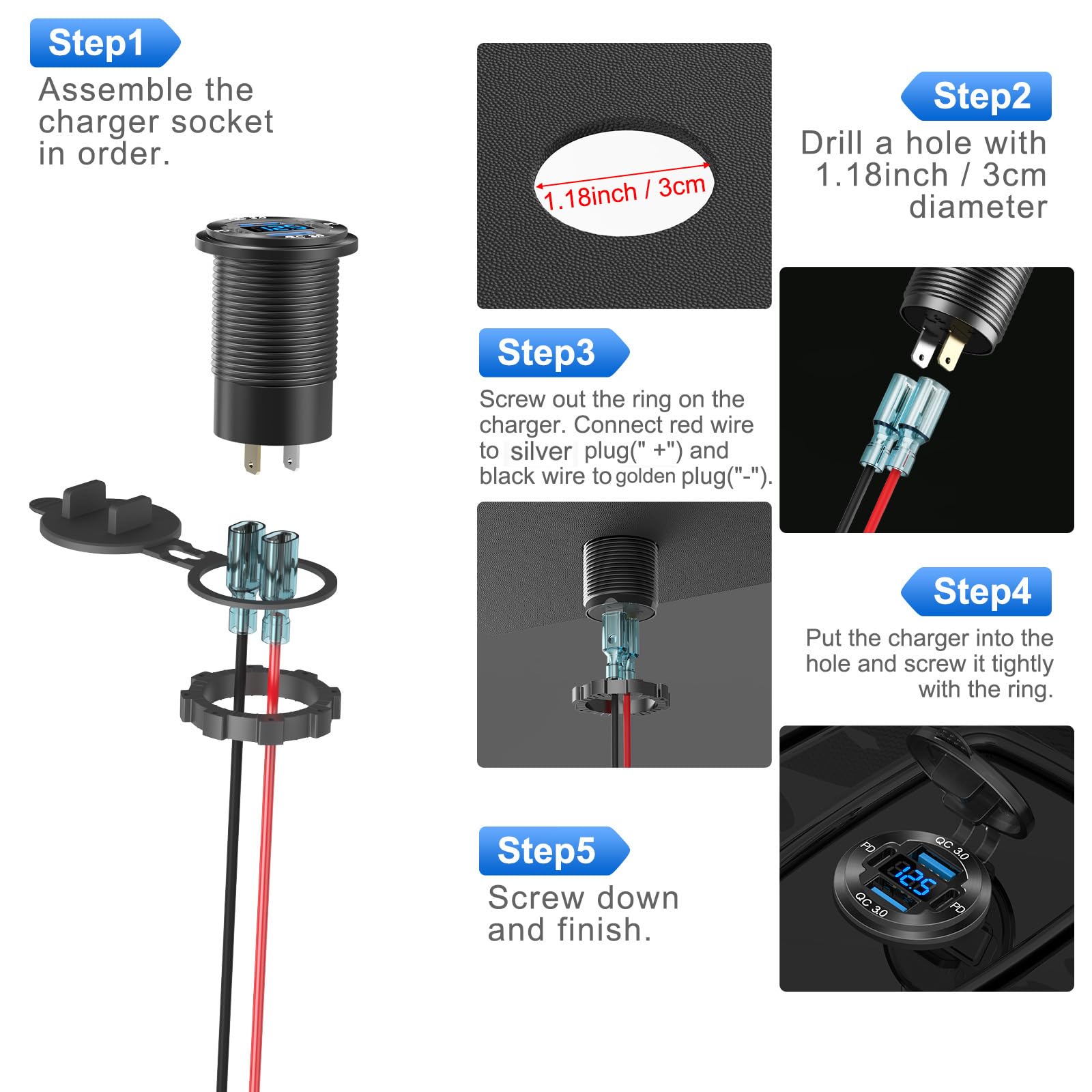 hapytrip paquete de instalación con cable fusible y terminales para montaje seguro