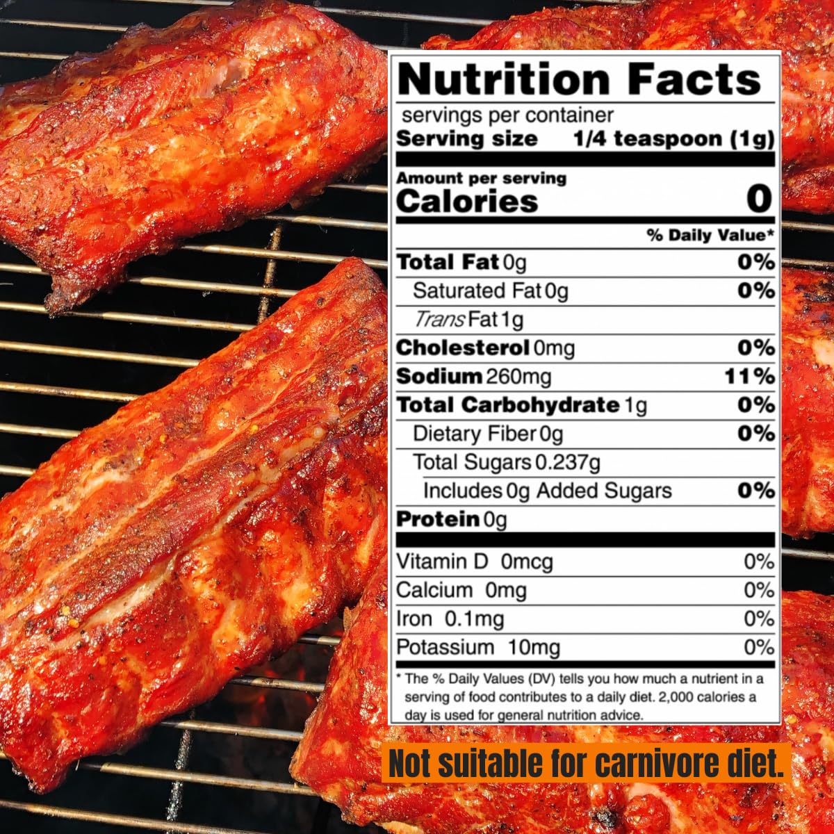 Textura del condimento Hardcore Carnivore Red sobre costilla de cerdo, realza sabor y corteza