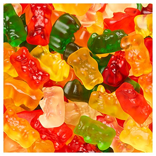 HARIBO comparación de tamaño con mano, muestra volumen de la bolsa para compartir
