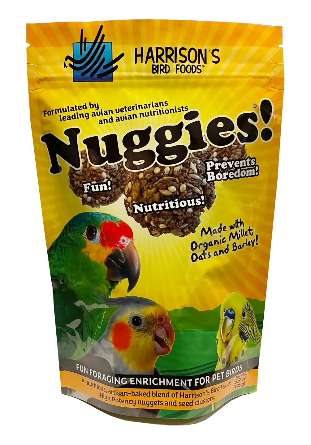 Harrison's Nuggies frontal del envase mostrando diseño y presentación beneficiosa