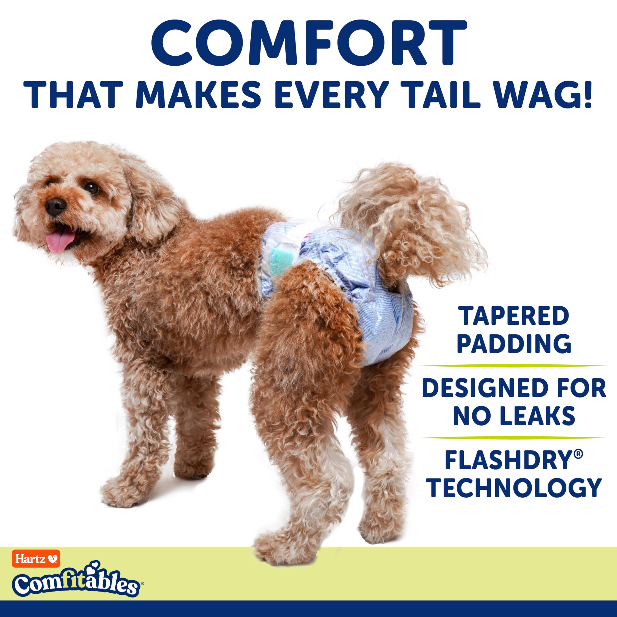Hartz adjustable velcro tabs image showing easy repositioning and secure fit