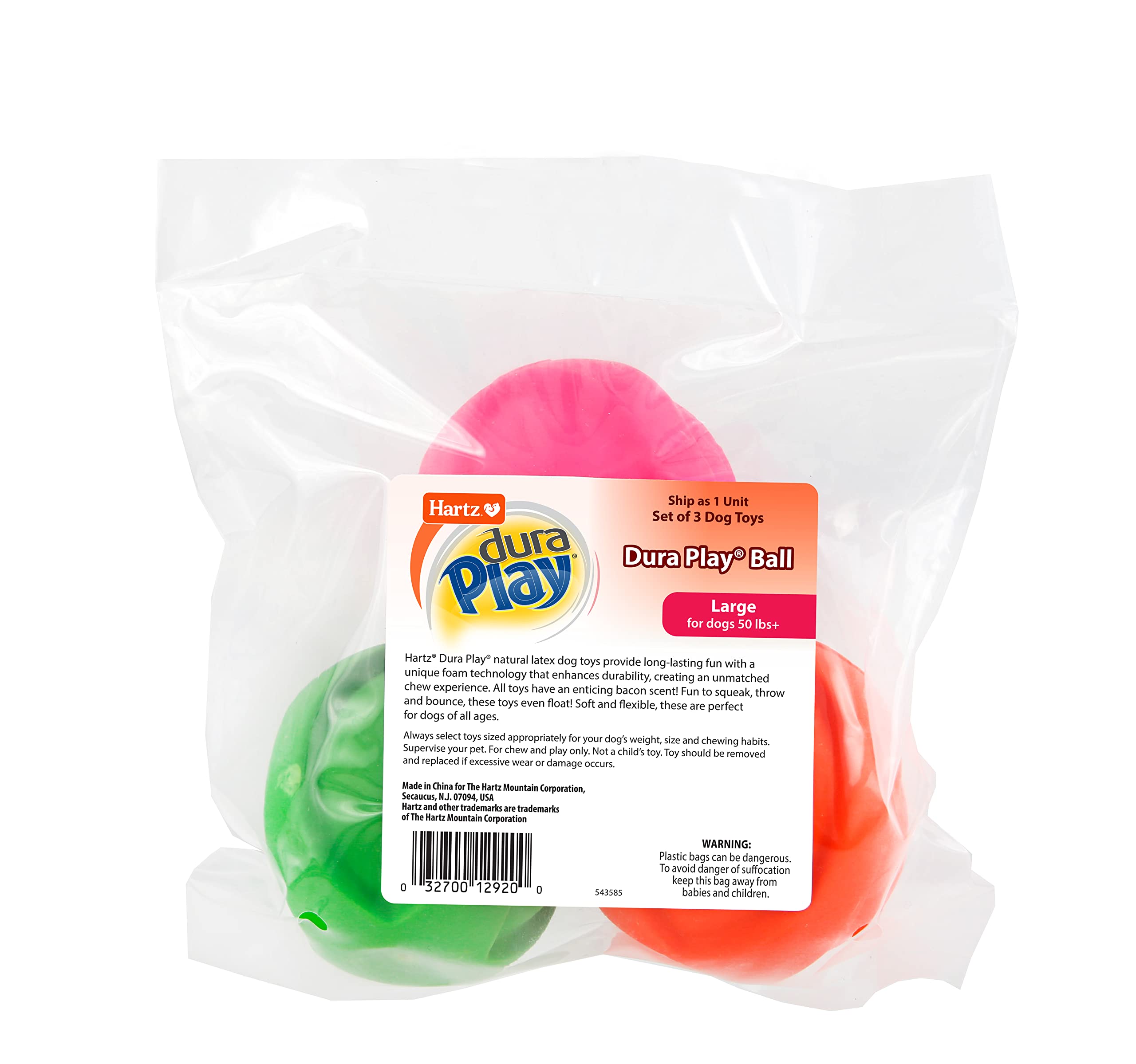 Hartz pack abierto con tres pelotas ideal para múltiples sesiones