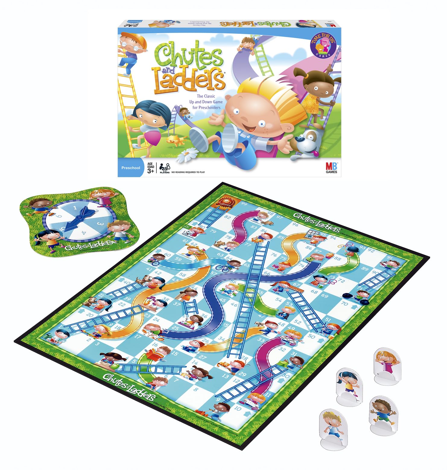 Hasbro Chutes and Ladders fichas de cartón, diseño fácil de manipular para manos pequeñas