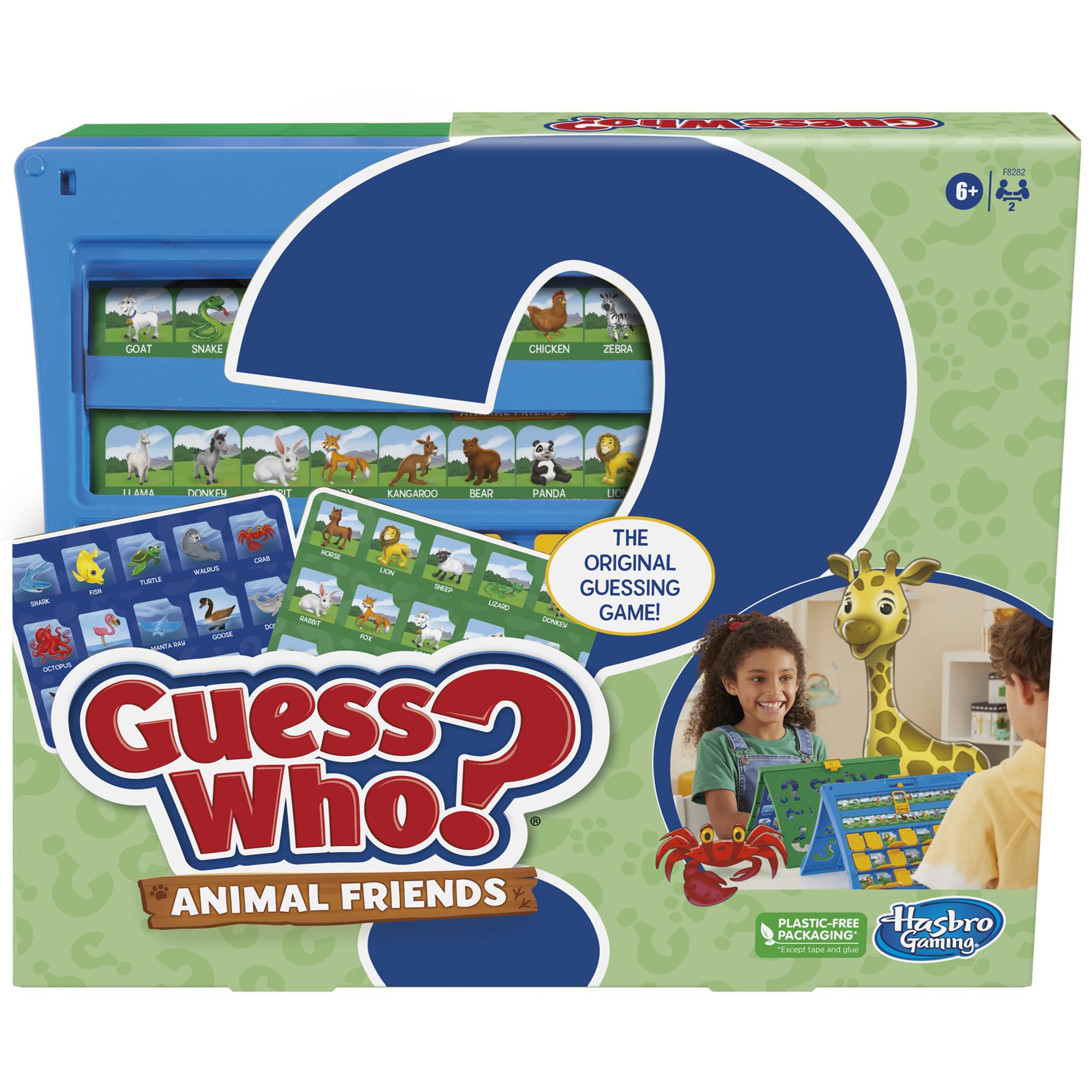 Hasbro Gaming caja frontal del juego Guess Who? Animal Friends con ilustraciones atractivas