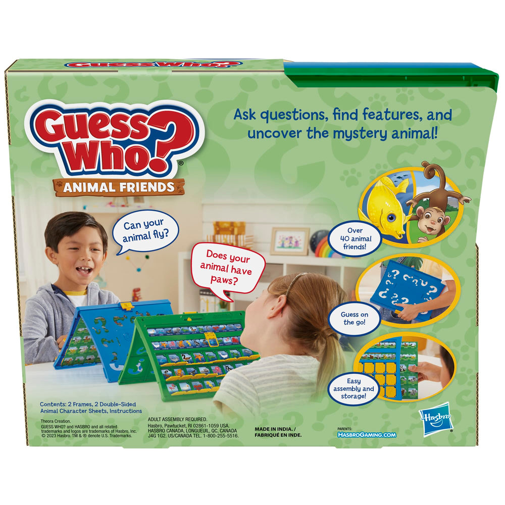 Hasbro Gaming detalle de hojas doble cara mostrando animales terrestres y acuáticos para variedad
