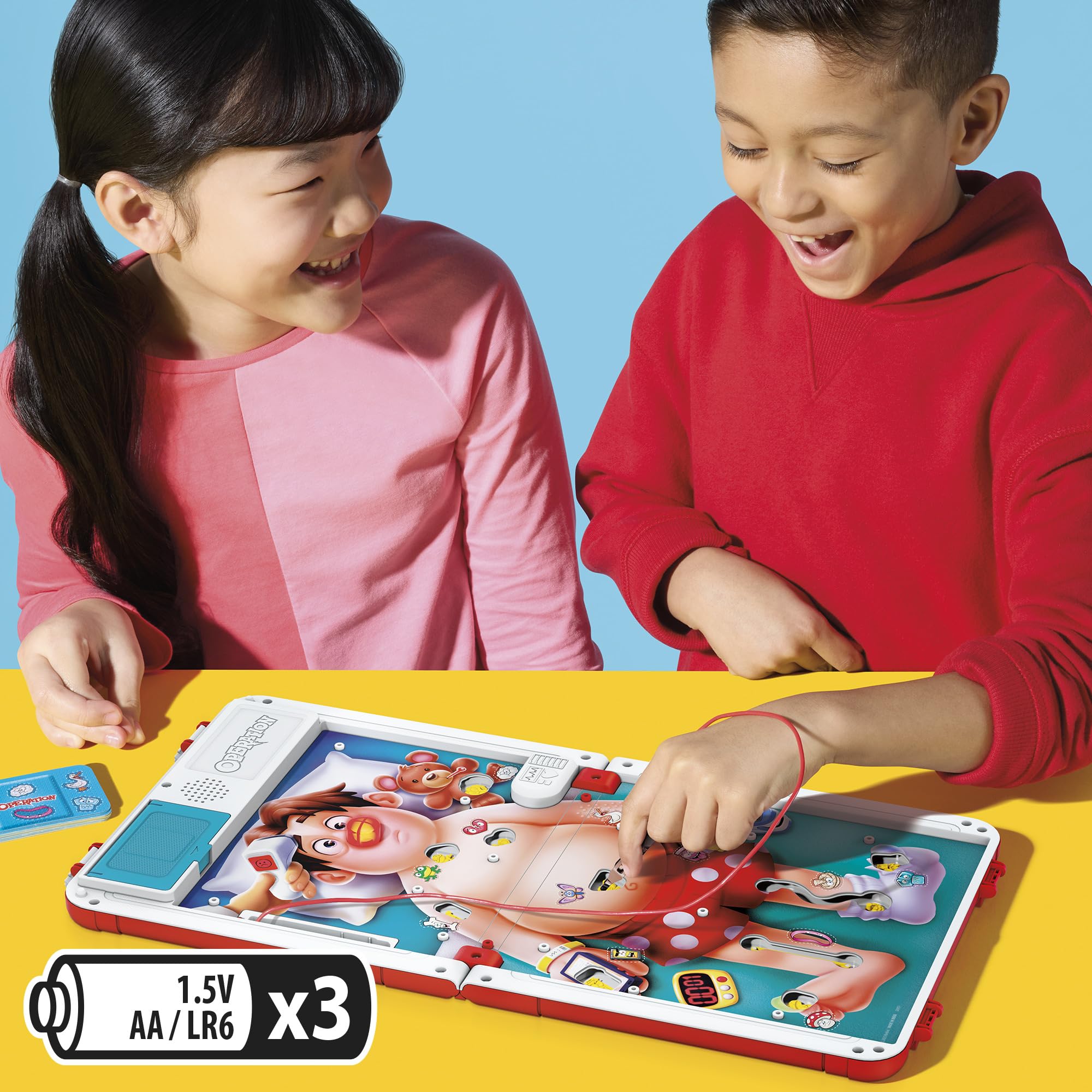 Hasbro Operation detalle de Cavity Sam mostrando cavidades y reto divertido