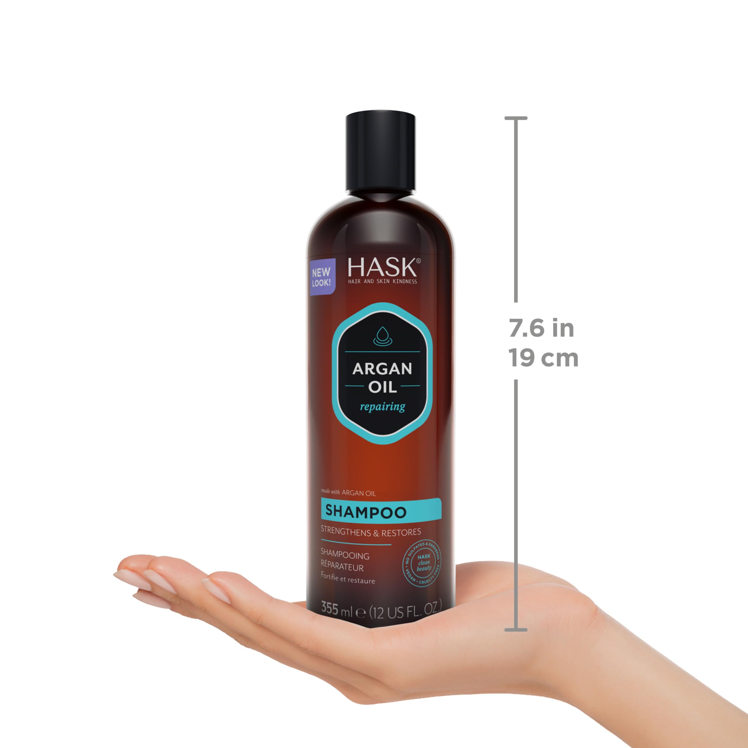 HASK transformación antes y después cabello más suave y brillante
