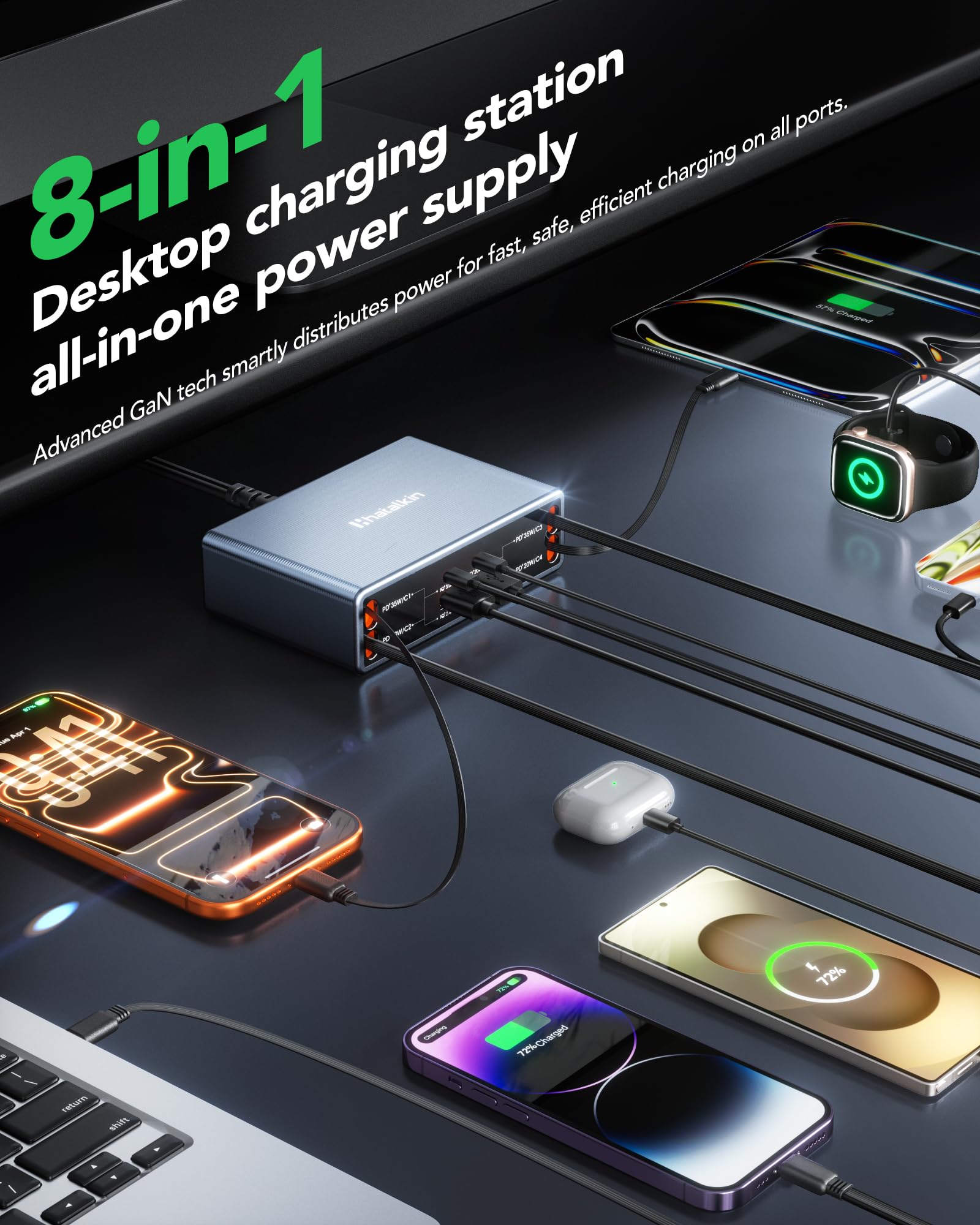 HATALKIN puertos USB-C y USB-A visibles para conexión rápida
