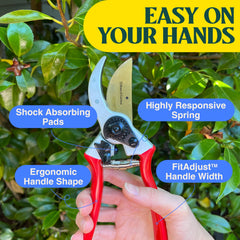 Haus & Garten shears trimming a rose stem showing precise clean-cut benefit