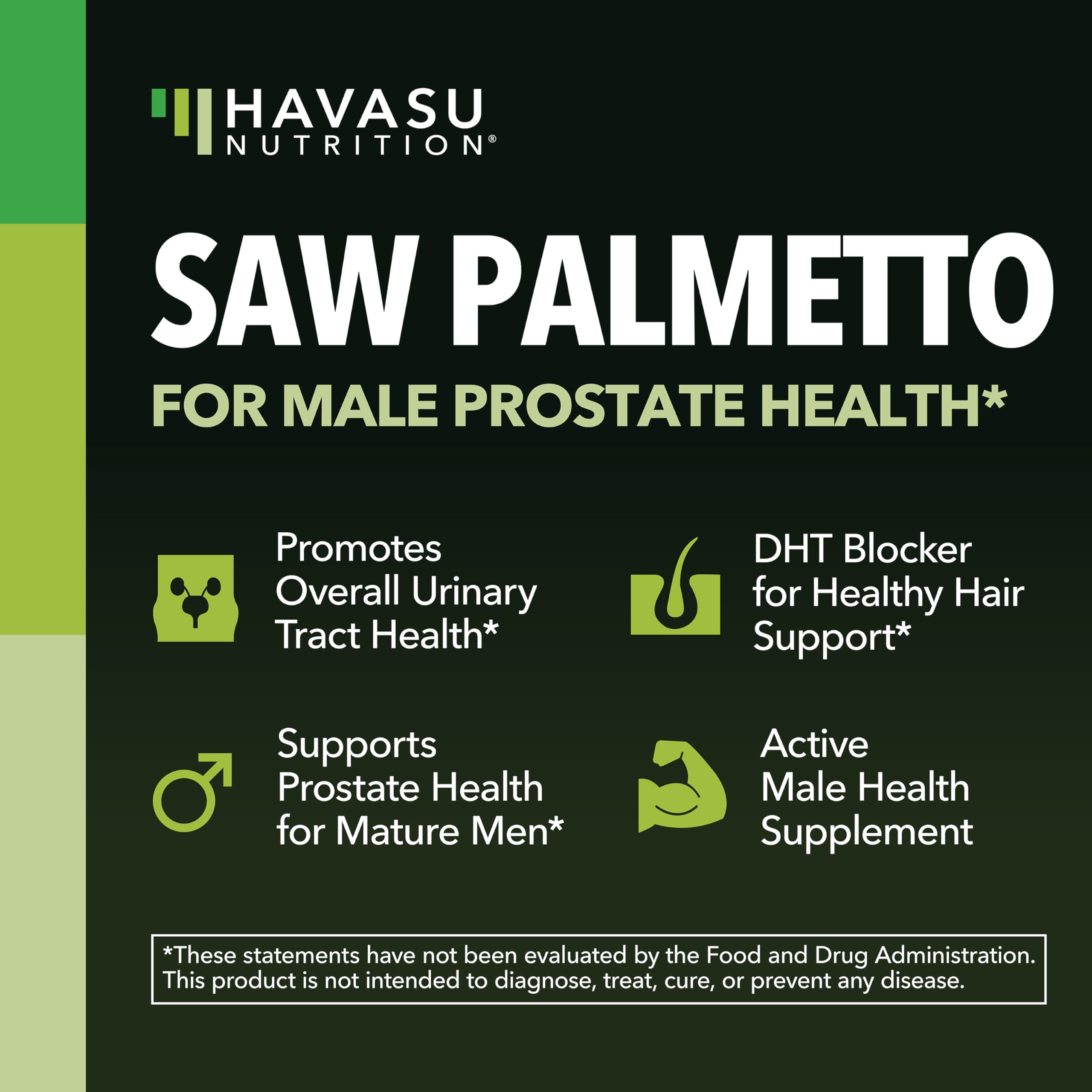 BOTELLA abierta de HAVASU NUTRITION Saw Palmetto con cápsulas visibles para uso diario