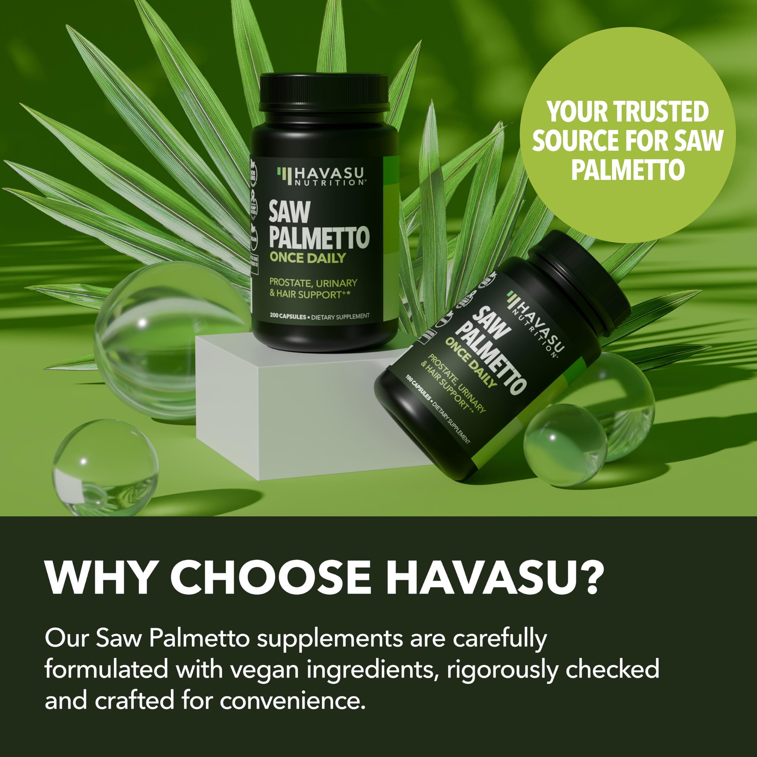 MANO sosteniendo una cápsula HAVASU NUTRITION para comparar tamaño y facilidad de ingestión
