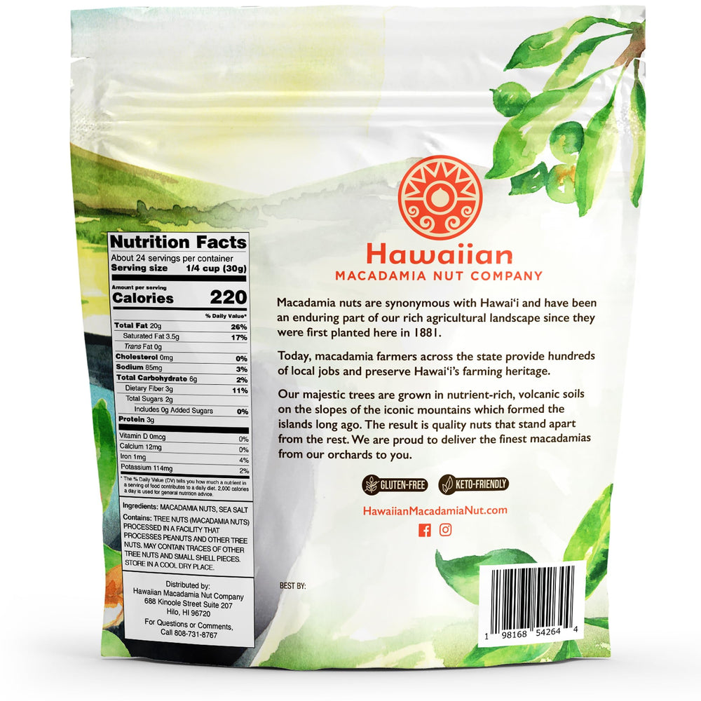 Hawaiian Macadamia Nut Company mitades de macadamia resaltando versatilidad
