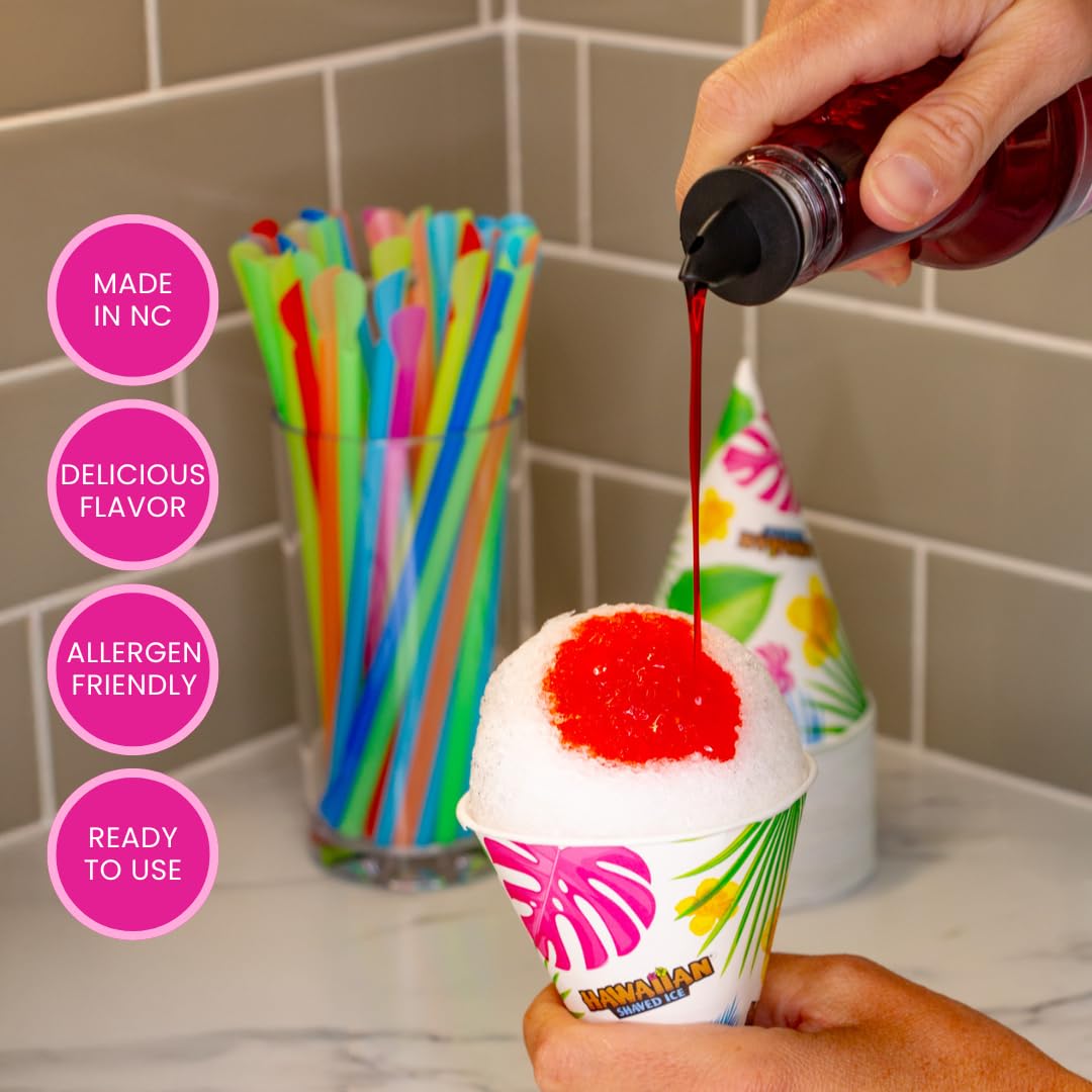 Hawaiian Shaved Ice boquillas vertedoras en botellas mostrando control y limpieza