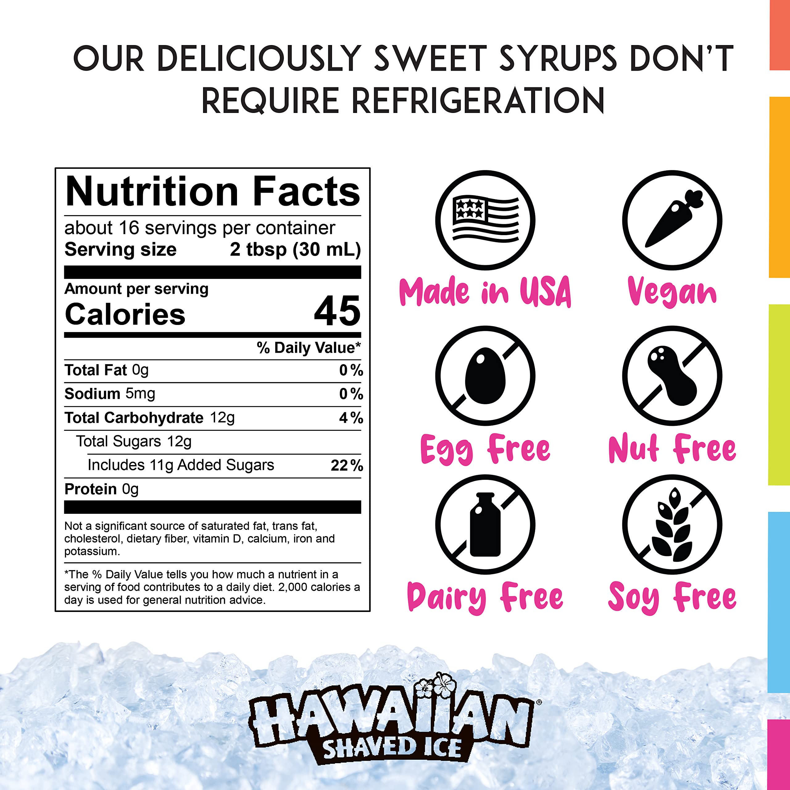 Hawaiian Shaved Ice primer plano de jarabe cayendo, muestra color y pureza
