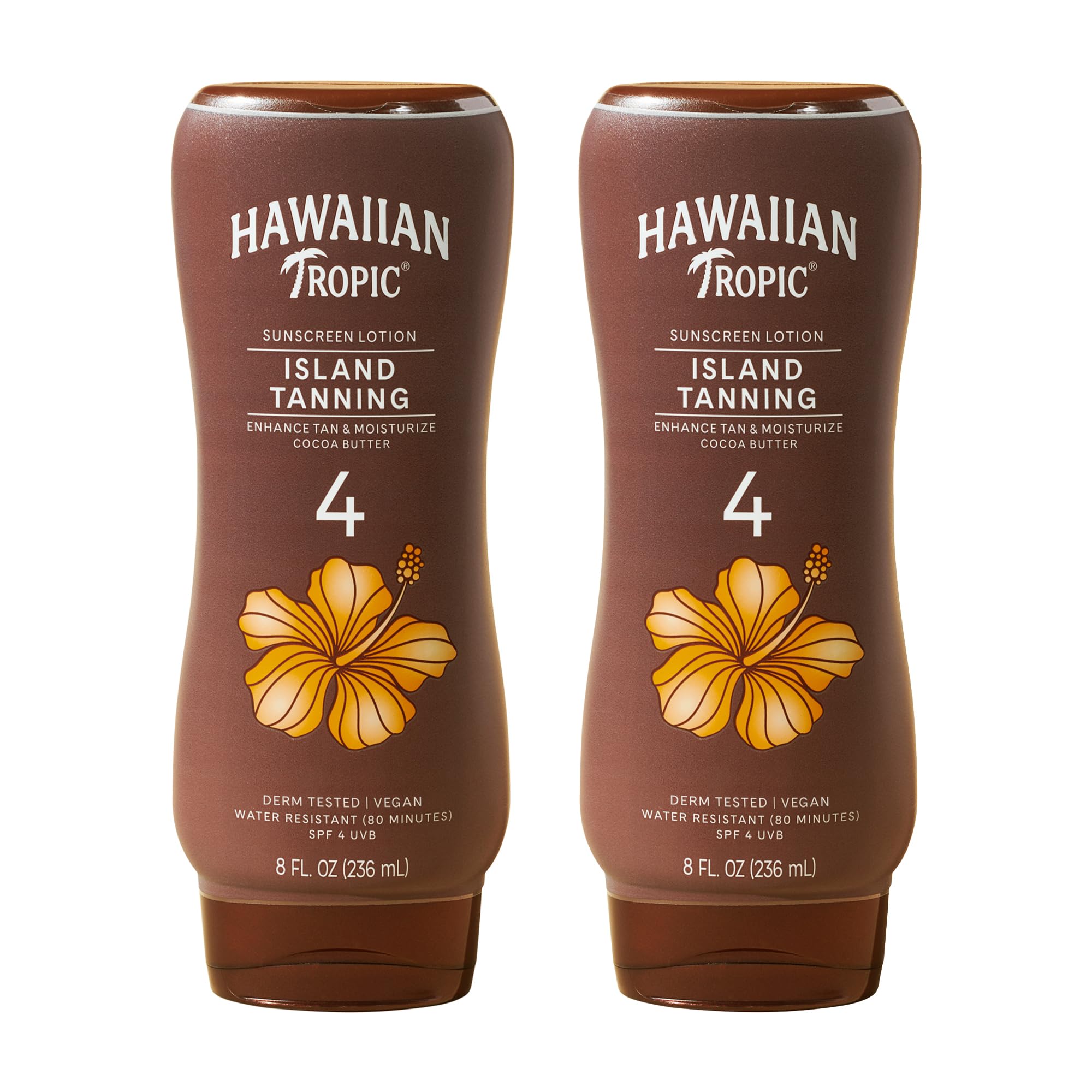 Hawaiian Tropic frente del envase mostrando tamaño y diseño, fácil identificación