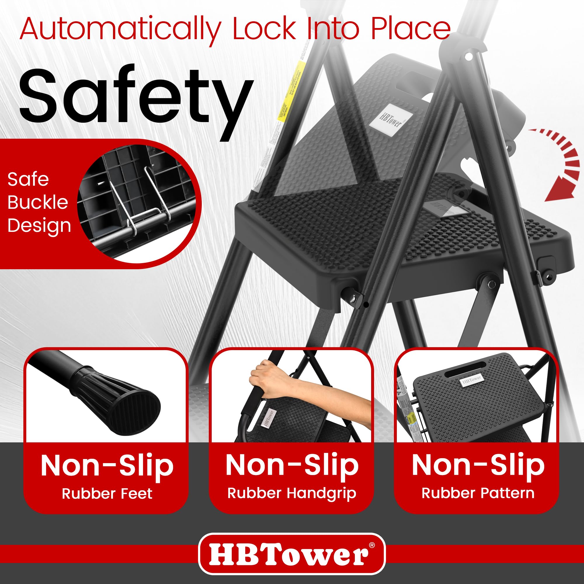 HBTower primer plano del peldaño ancho con textura antideslizante para seguridad