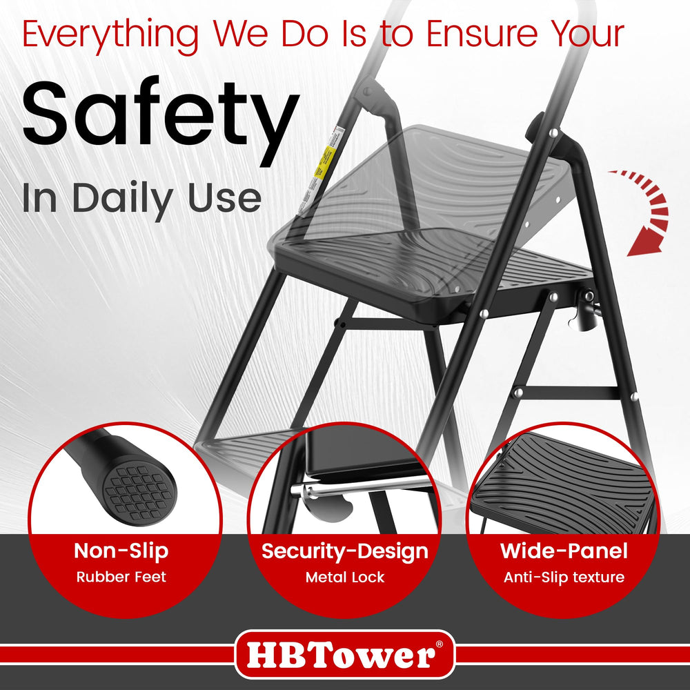HBtower en uso en cocina, alcanzar estantes altos con seguridad
