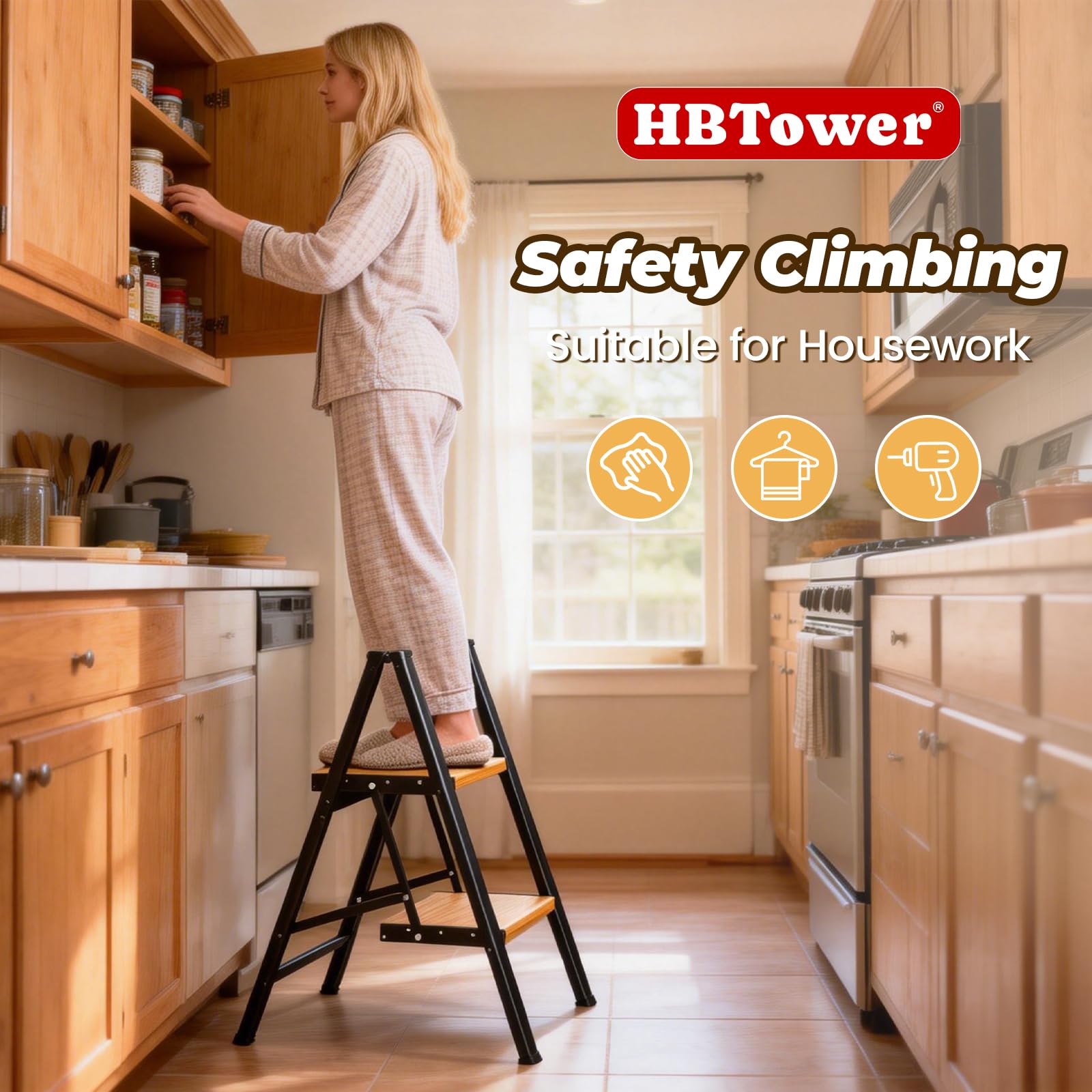 HBTower escalera usada como soporte de plantas con aspecto decorativo