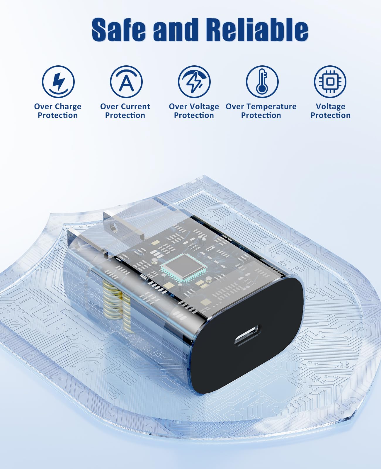 Hcoob etiqueta con especificaciones 25W y protecciones, seguridad visible