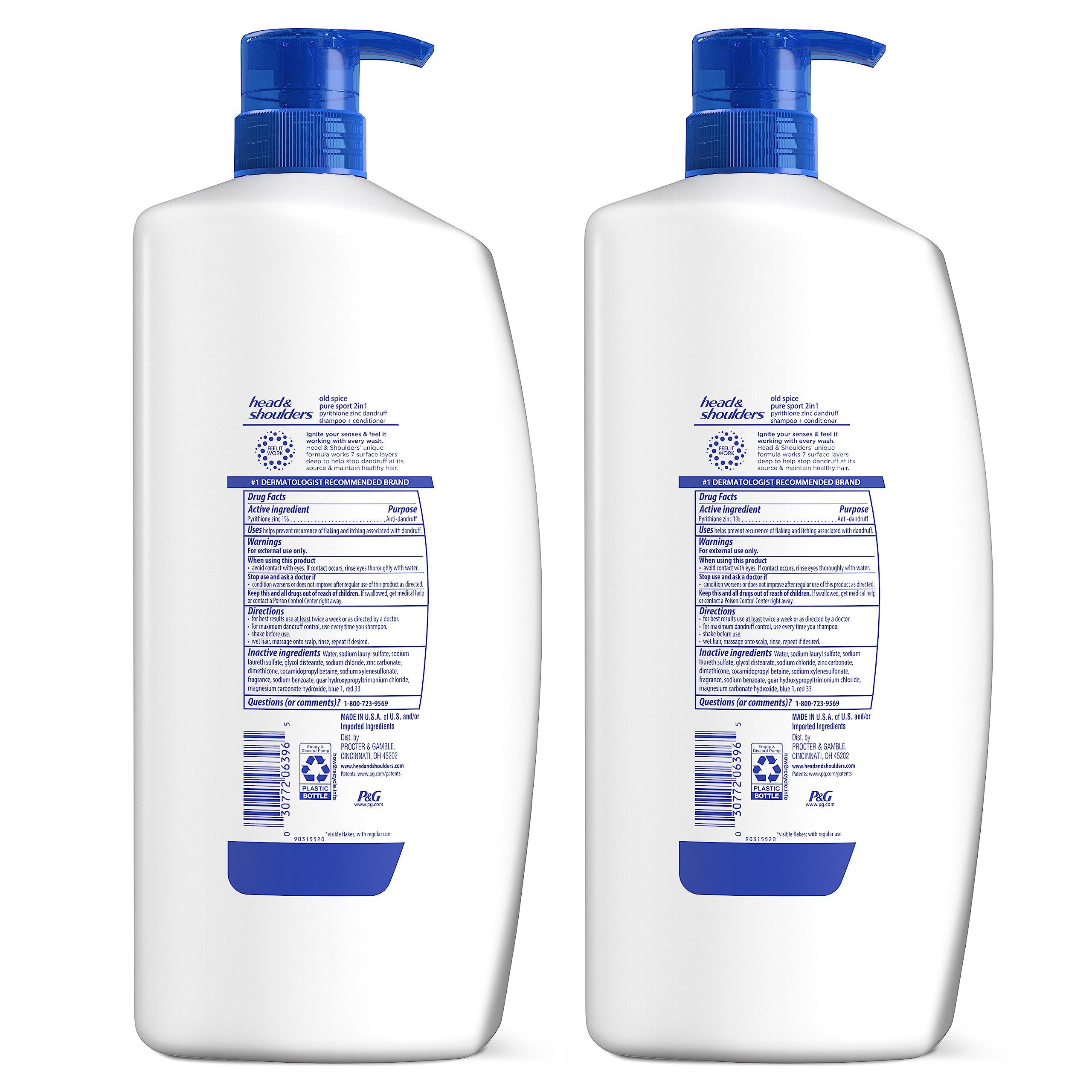Head & Shoulders cierre y base de la botella, diseño robusto y almacenamiento estable