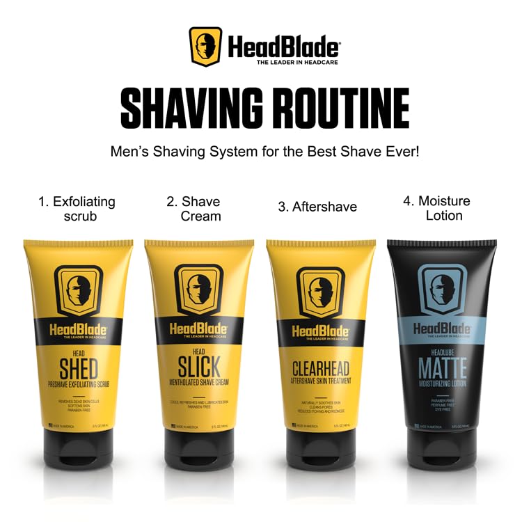Etiqueta de HeadBlade HeadLube Matte con lista de ingredientes naturales y beneficios