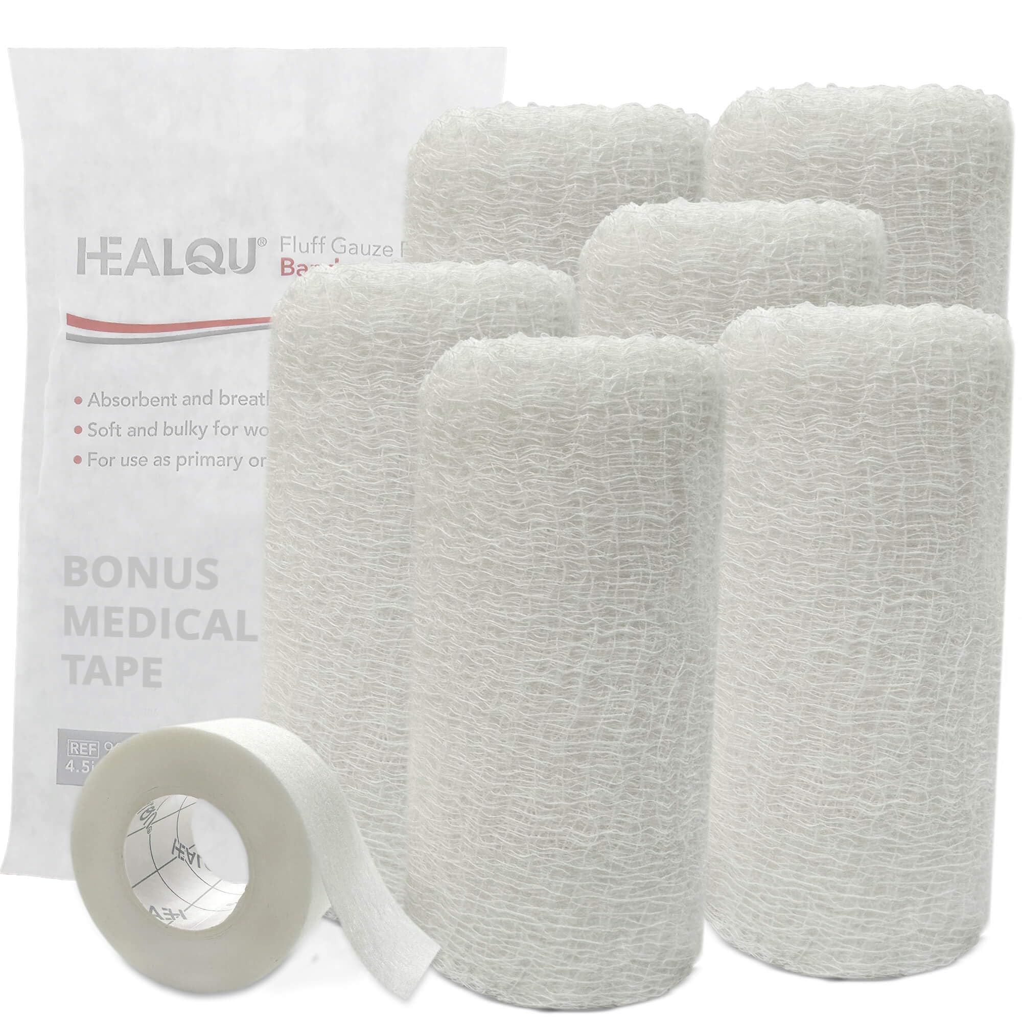 Healqu Kerlix frente del empaque que muestra rollo estéril y protección