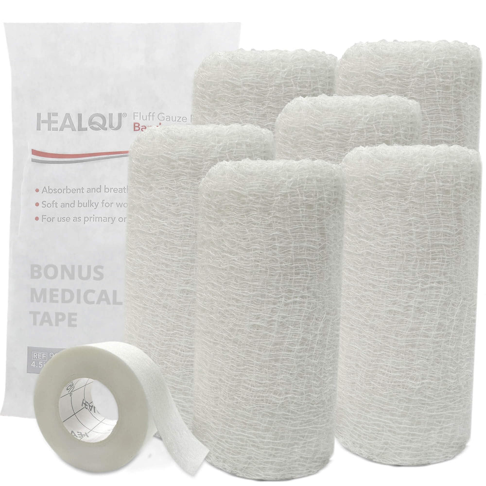 Healqu Kerlix frente del empaque que muestra rollo estéril y protección