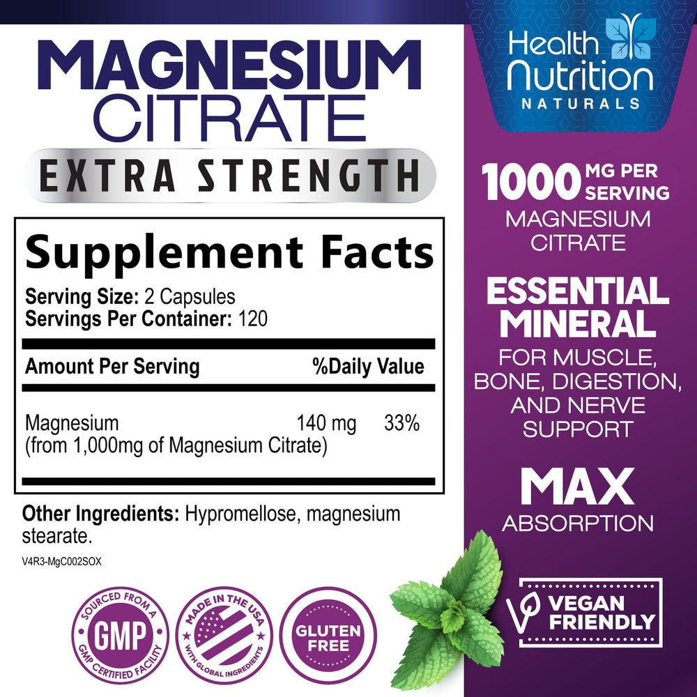 Health Nutrition Naturals tapa y etiqueta legible con información de alta absorción