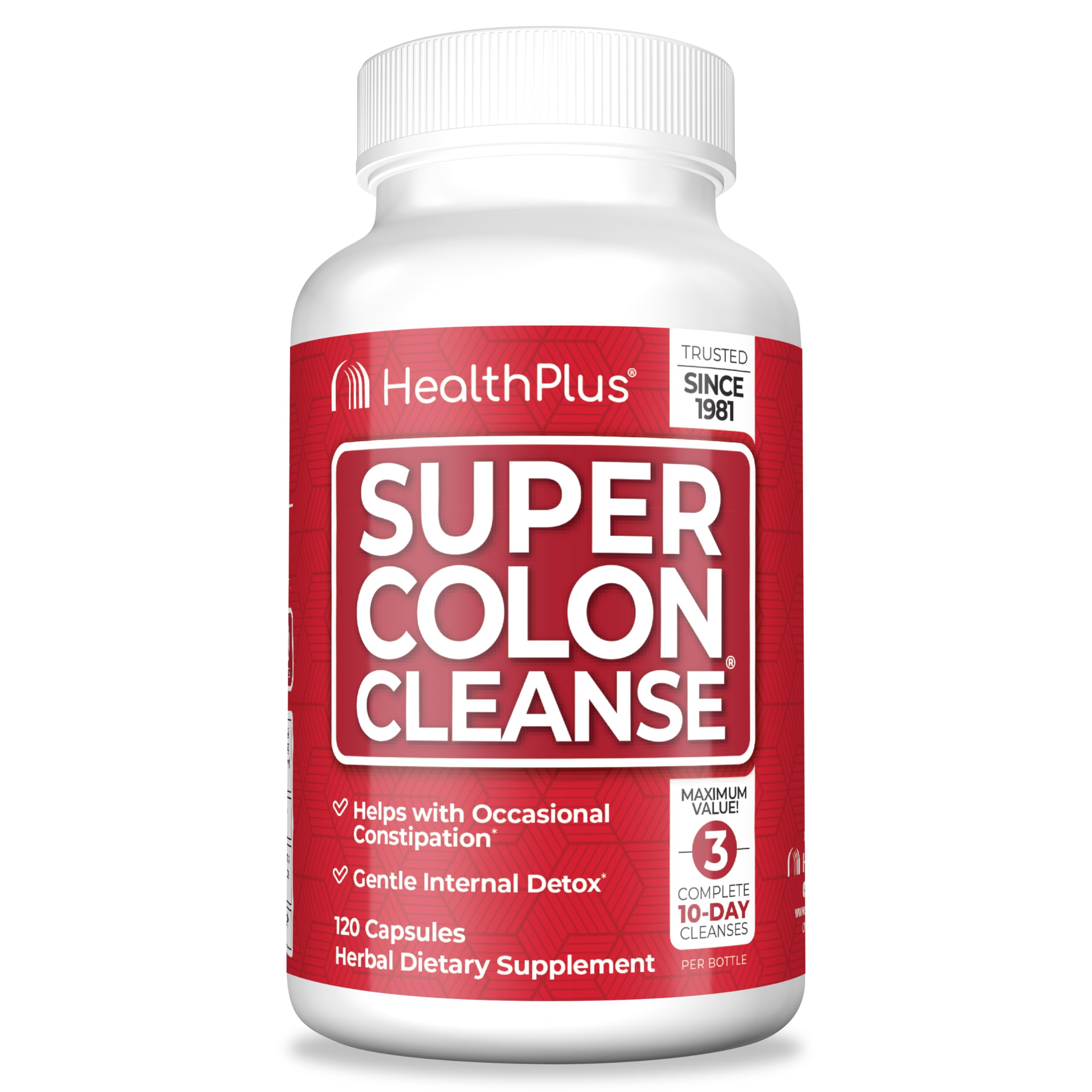 Health Plus frasco frontal del producto mostrando 120 cápsulas y diseño claro