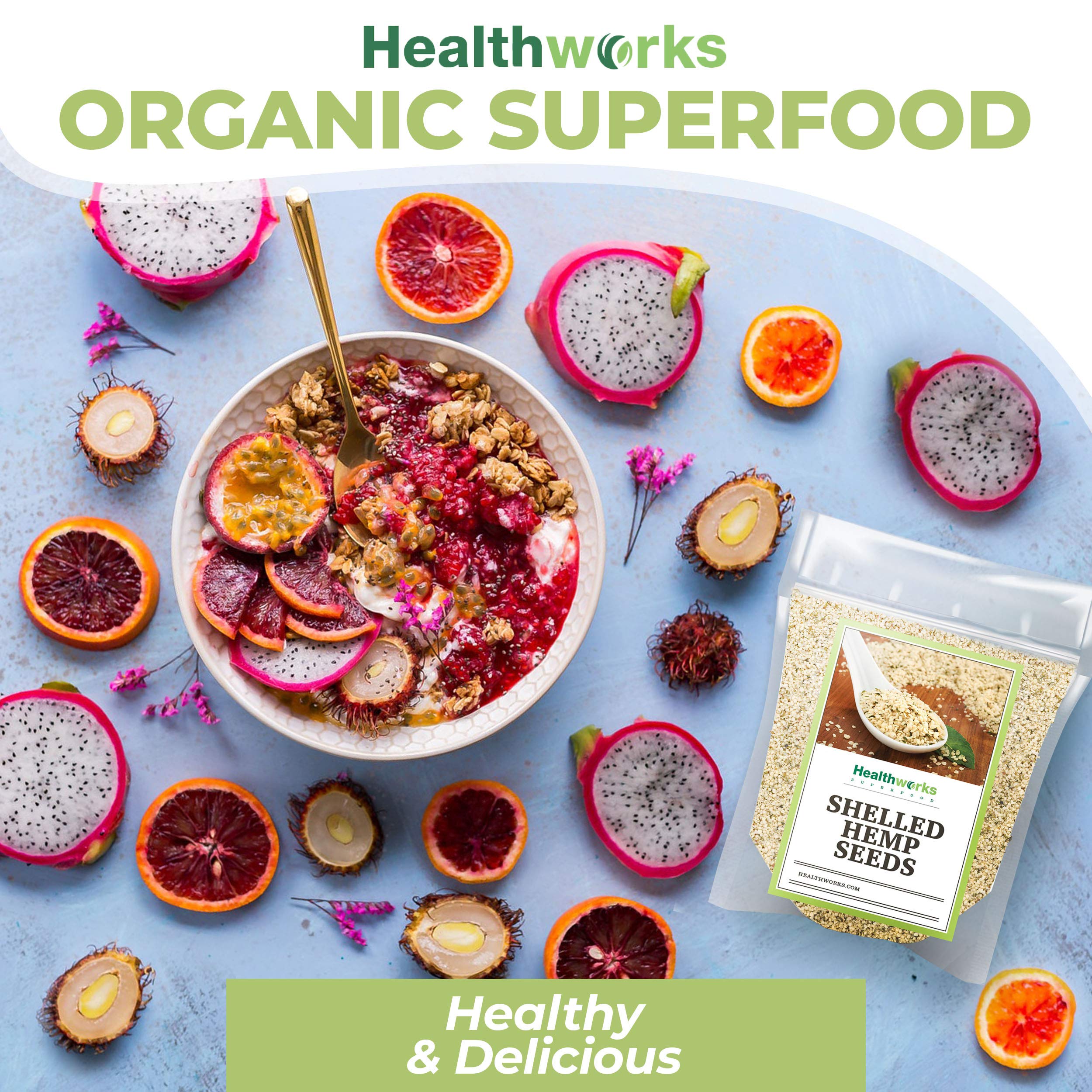 Healthworks envase abierto con contenido mostrando color y calidad