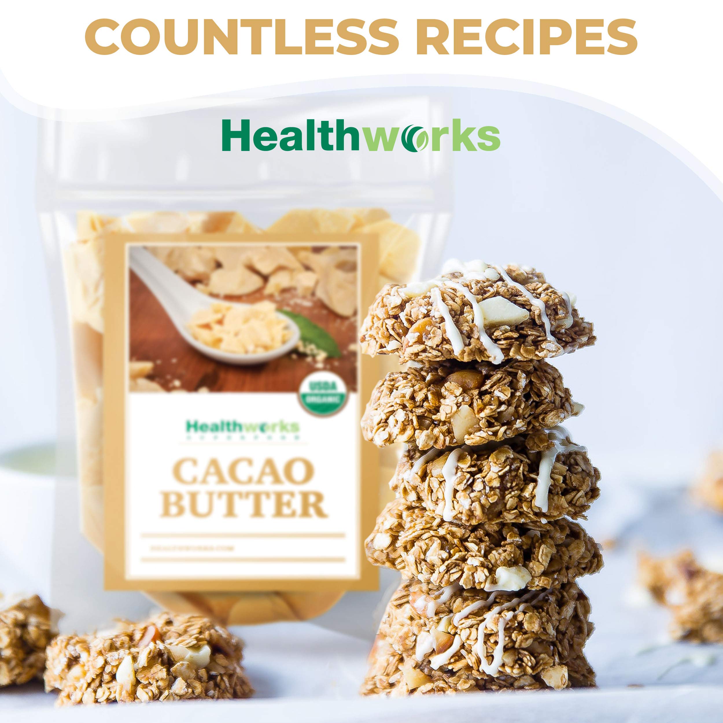 Healthworks manteca de cacao en cocina natural, perfecta para recetas saludables