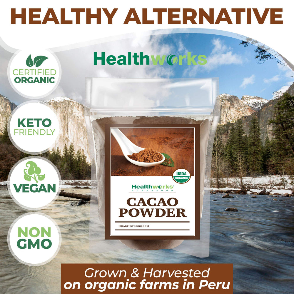 Healthworks Superfoods brownies caseros preparados con polvo de cacao orgánico