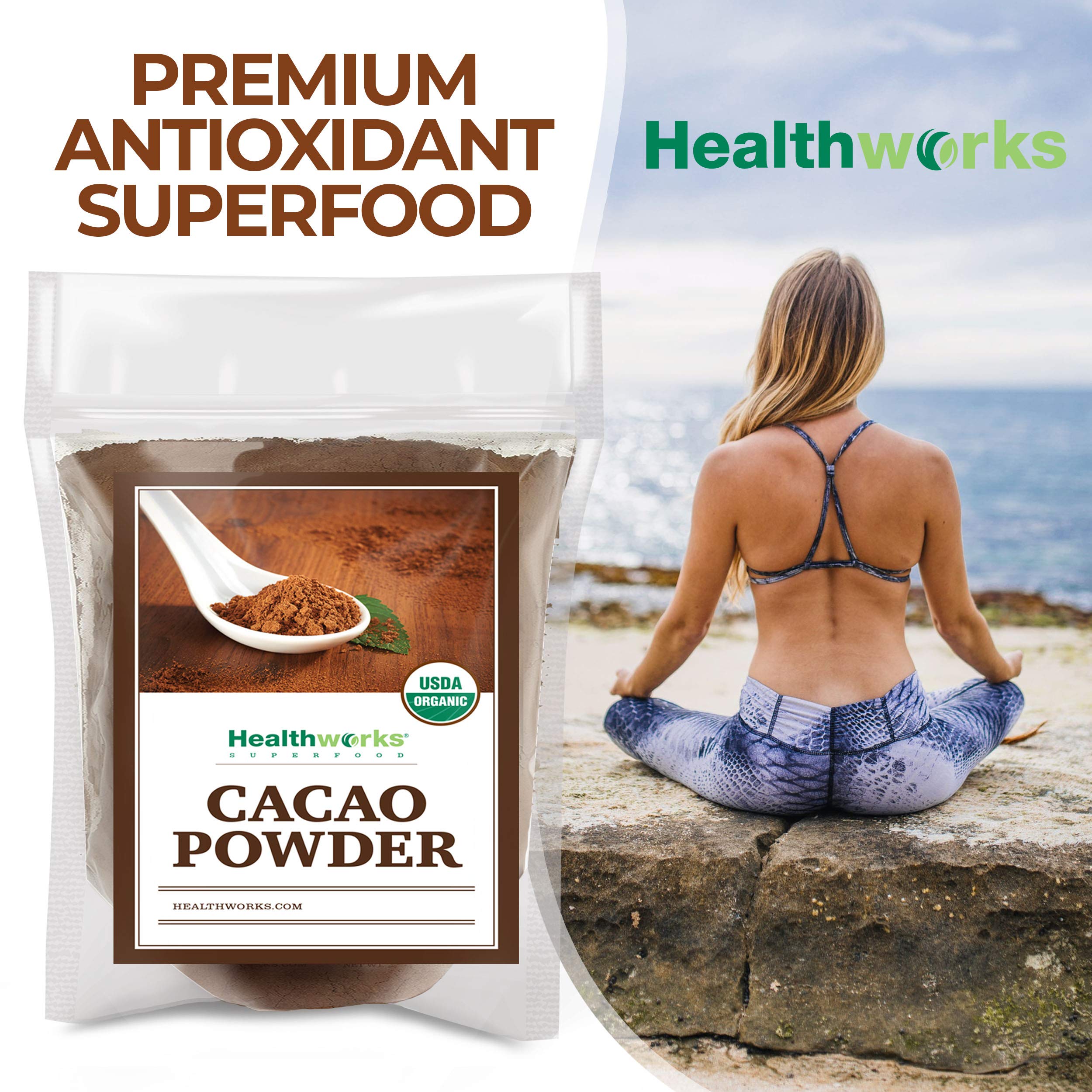 Healthworks Superfoods smoothie de chocolate hecho con cacao, opción sin azúcar