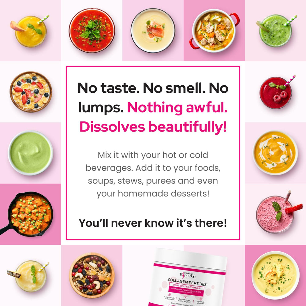 Healthy Bones Co envase en mano para mostrar escala y tamaño del producto