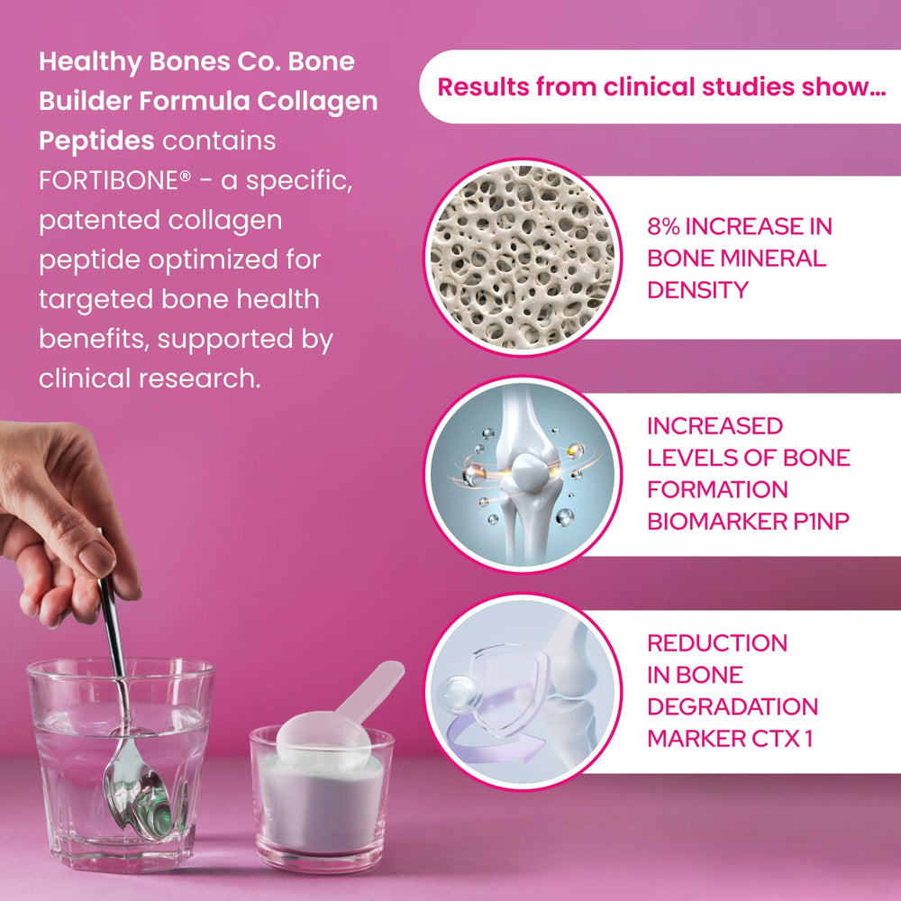 Healthy Bones Co cuchara medidora con 5 g de FORTIBONE para dosificación