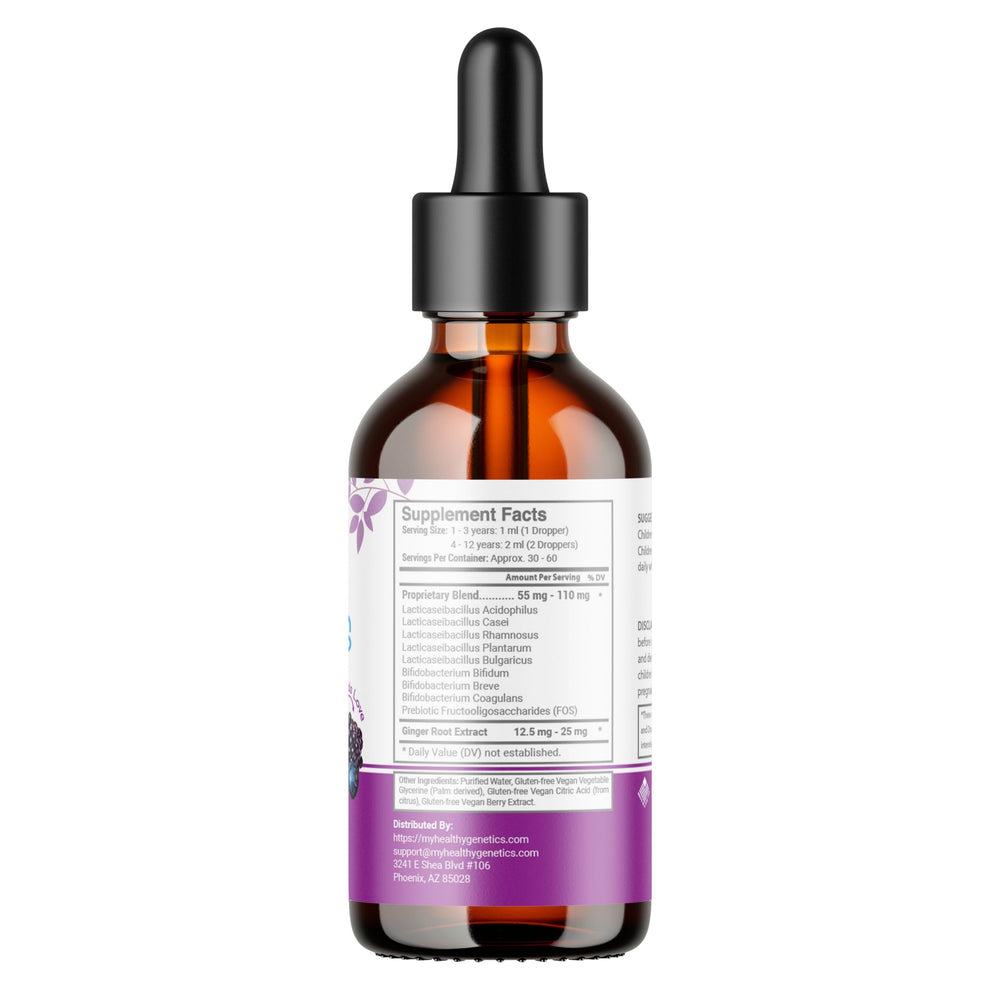 Healthy Genetics frasco sobre mesa familiar mostrando uso diario