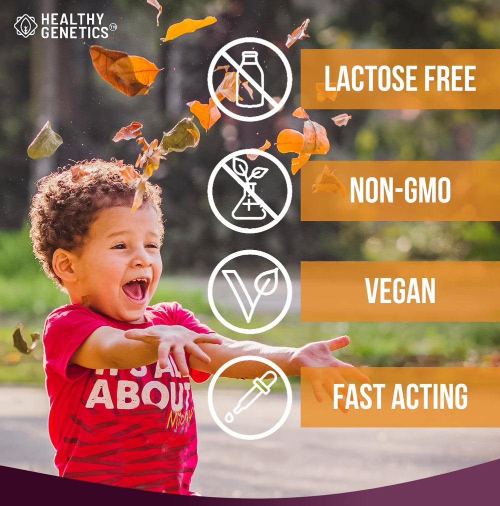 Healthy Genetics frasco junto a objeto para comparar tamaño y dosis
