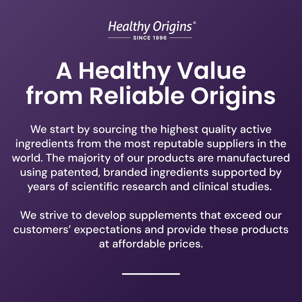 Healthy Origins certificados y sello cGMP indicando control de calidad
