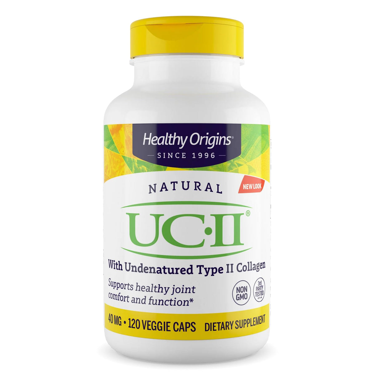 Healthy Origins frasco frontal mostrando etiqueta clara y beneficios