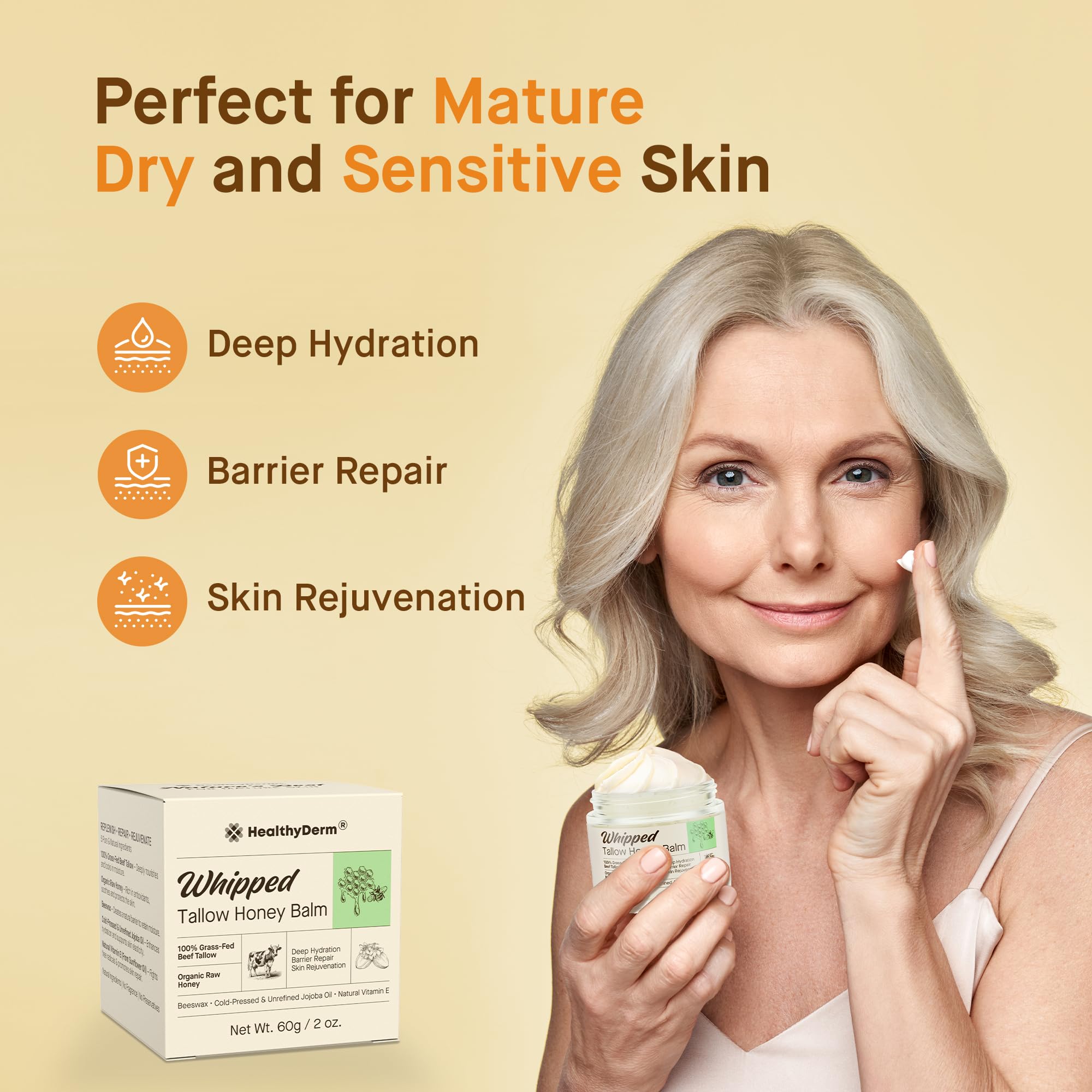 HealthyDerm absorción en mano mostrando acabado no graso y confort