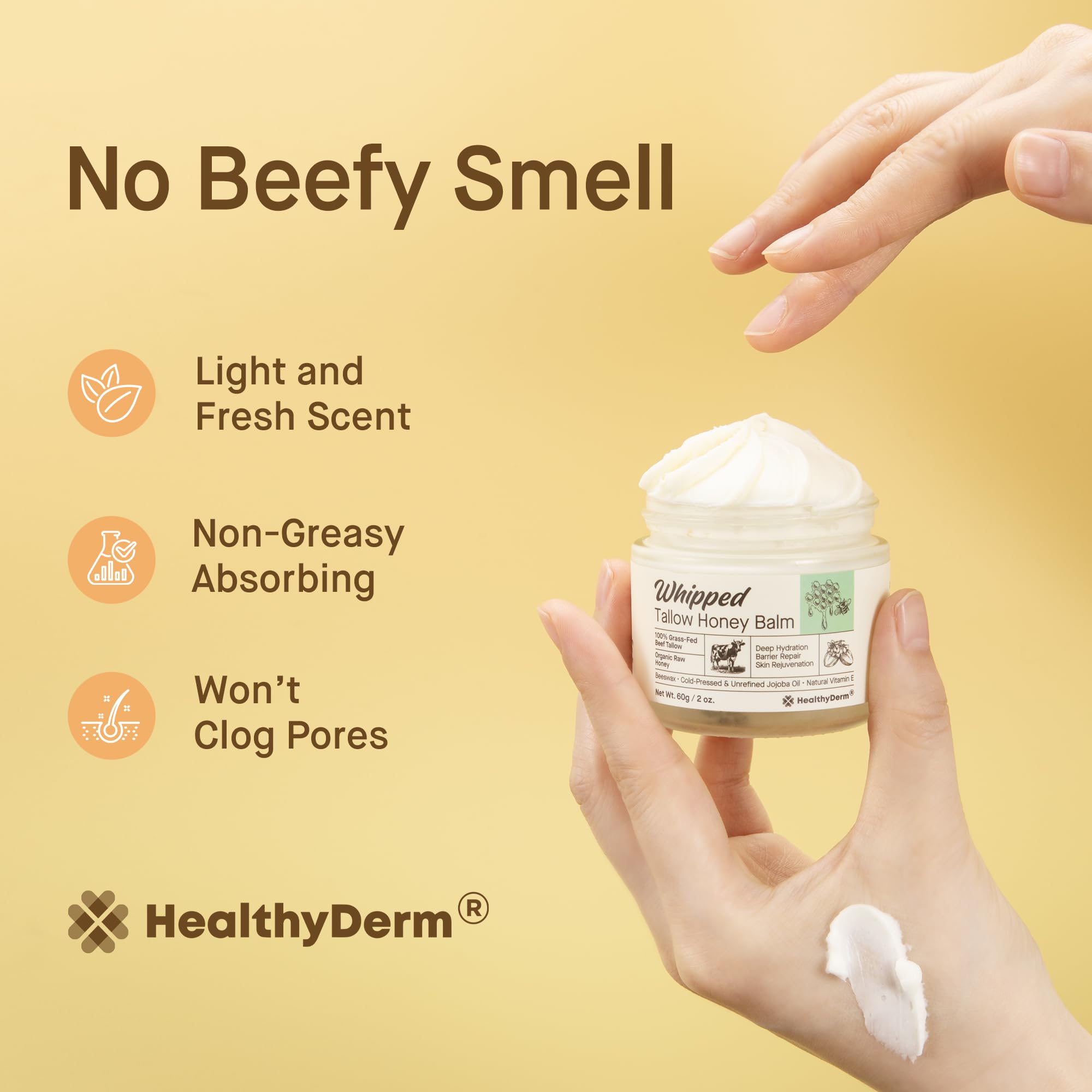 HealthyDerm sello GMP indicando fabricación segura y control de calidad