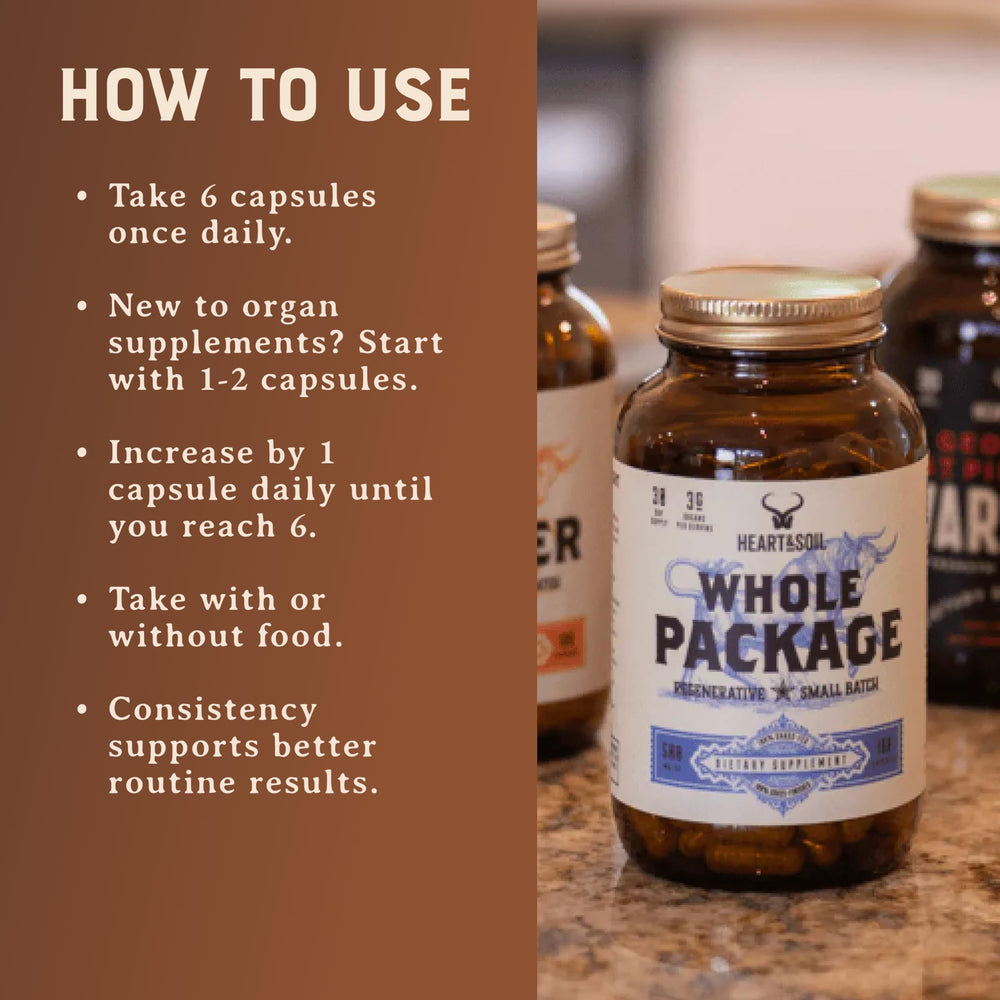 HEART & SOIL bottle on bathroom counter suggesting easy daily routine