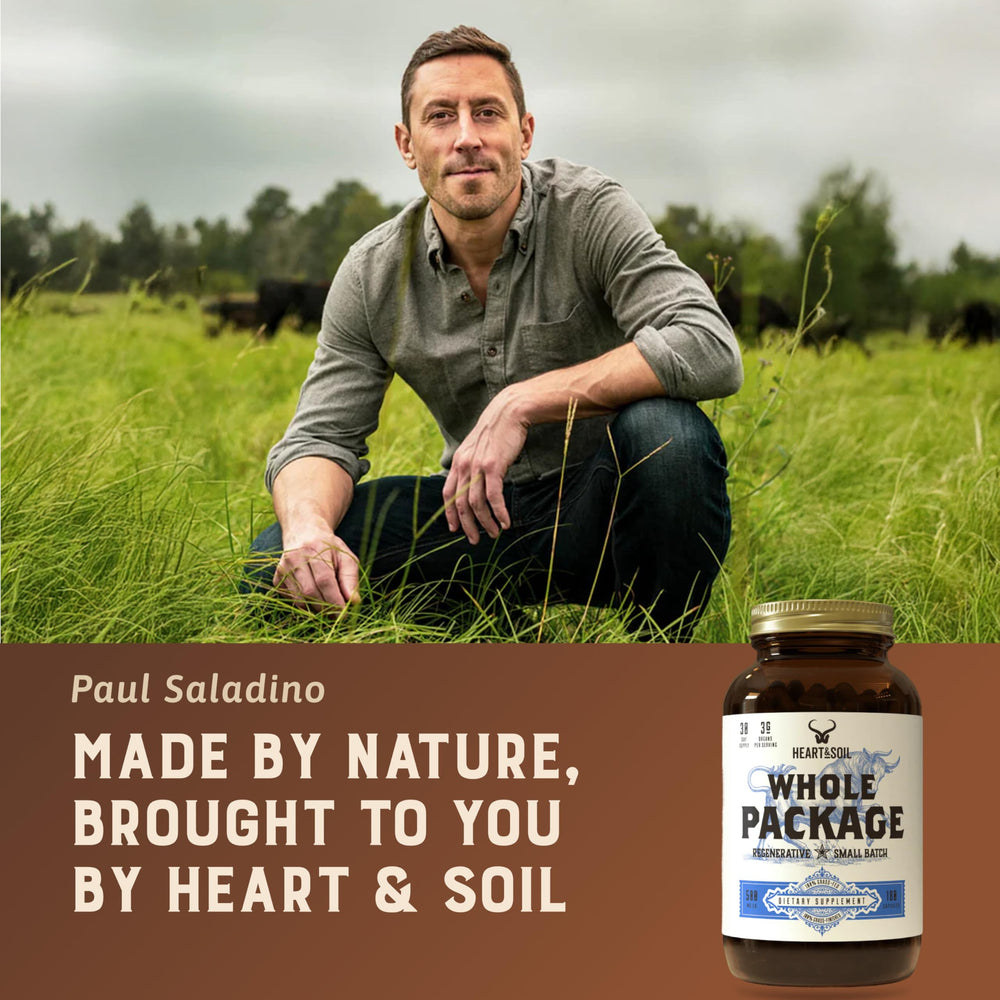 HEART & SOIL testicle extract vial displaying concentrated organ nutrition