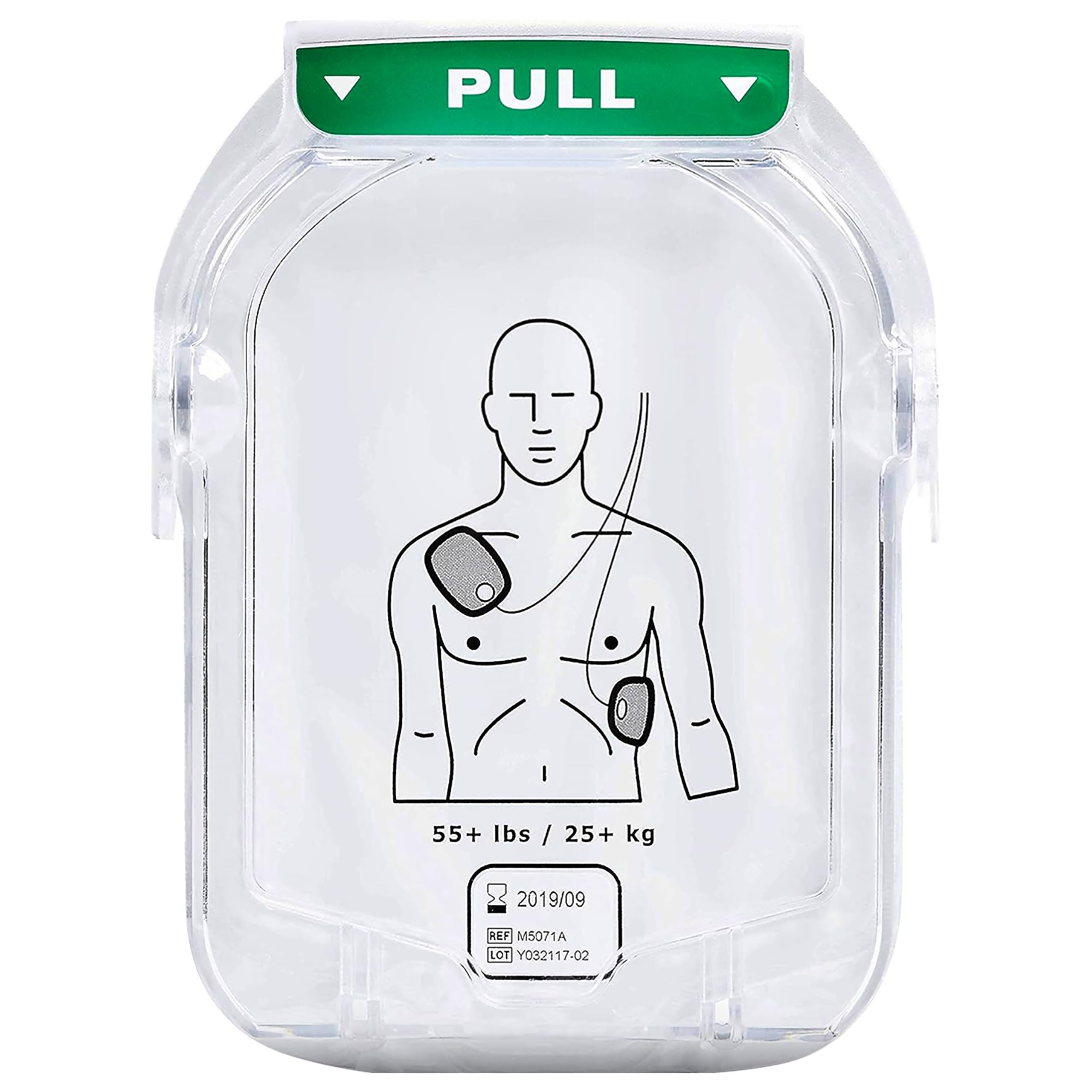 HeartStart cartucho M5071A frontal mostrando compatibilidad y facilidad