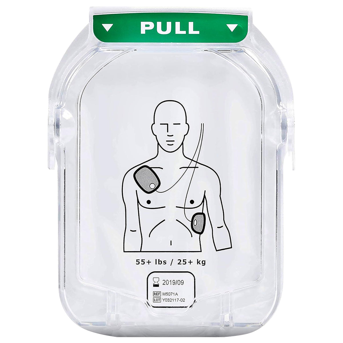 HeartStart cartucho M5071A frontal mostrando compatibilidad y facilidad
