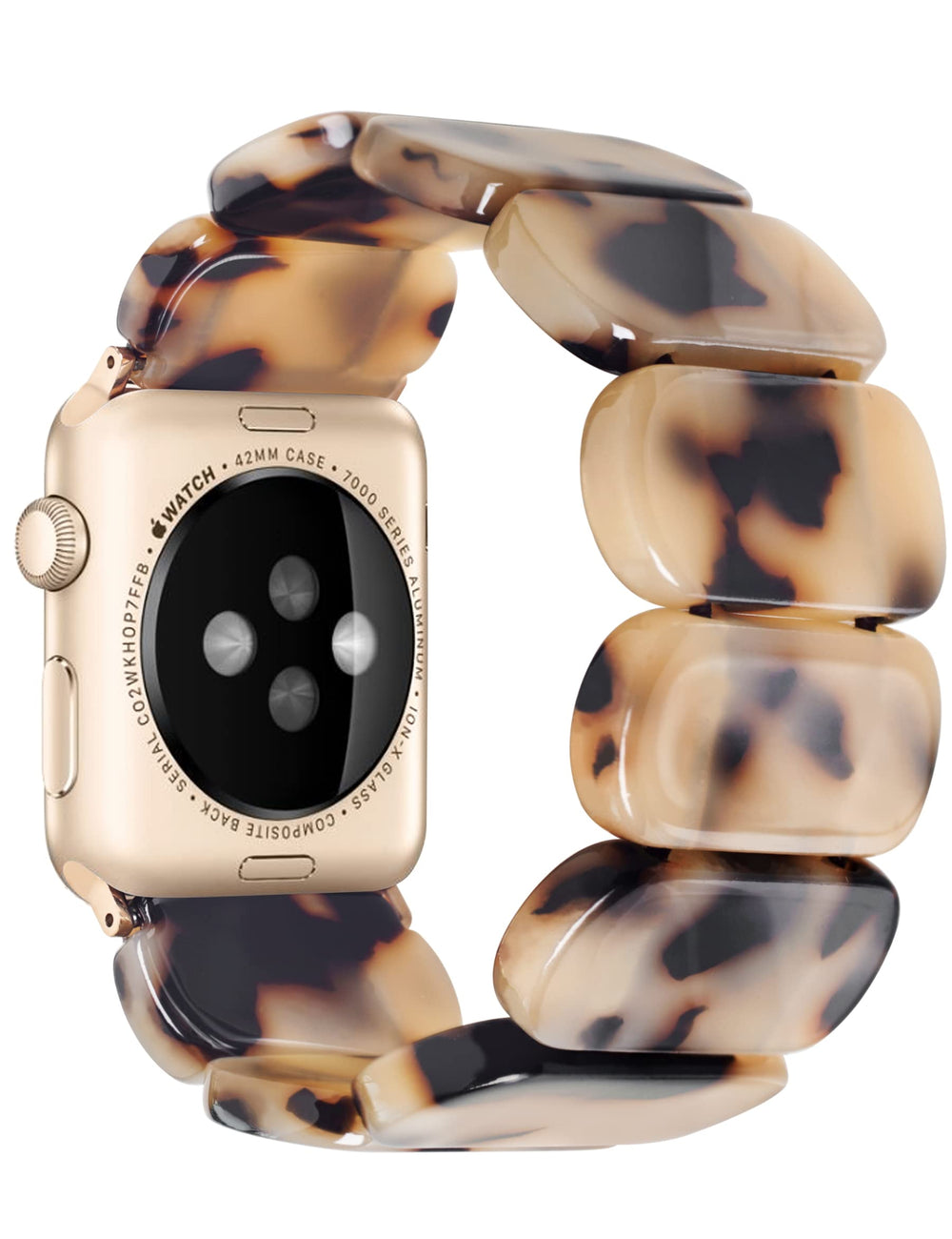 Heesch cierres y conectores rosegold mostrando fijación segura al Apple Watch