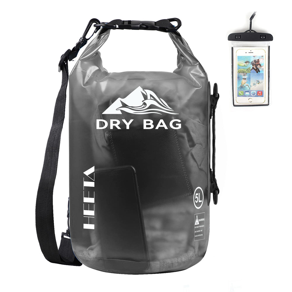 HEETA bolsa seca 10L vista frontal con cierre impermeable y diseño visible