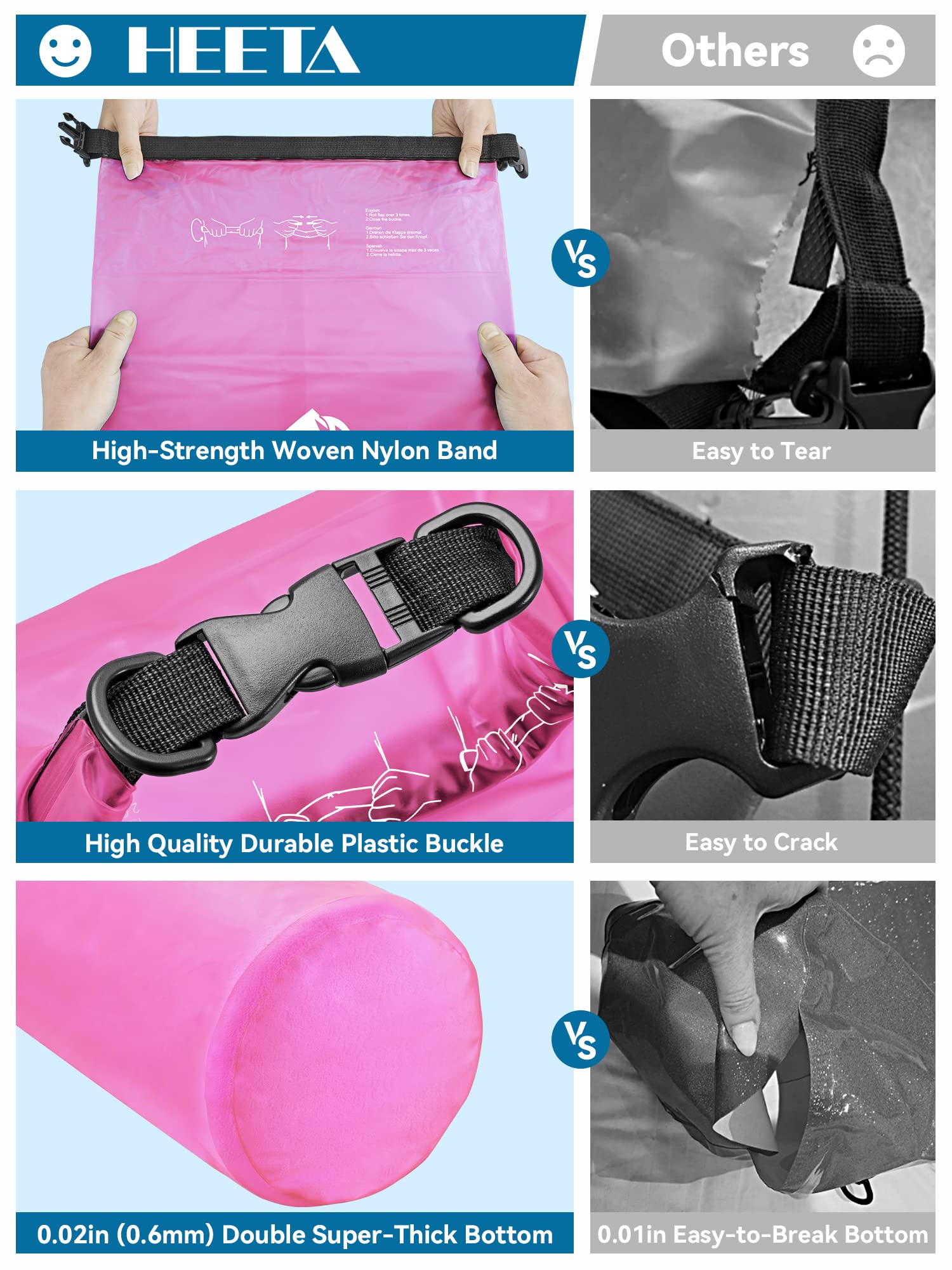 HEETA bolsa seca como mochila en kayak, transporte cómodo para actividades acuáticas