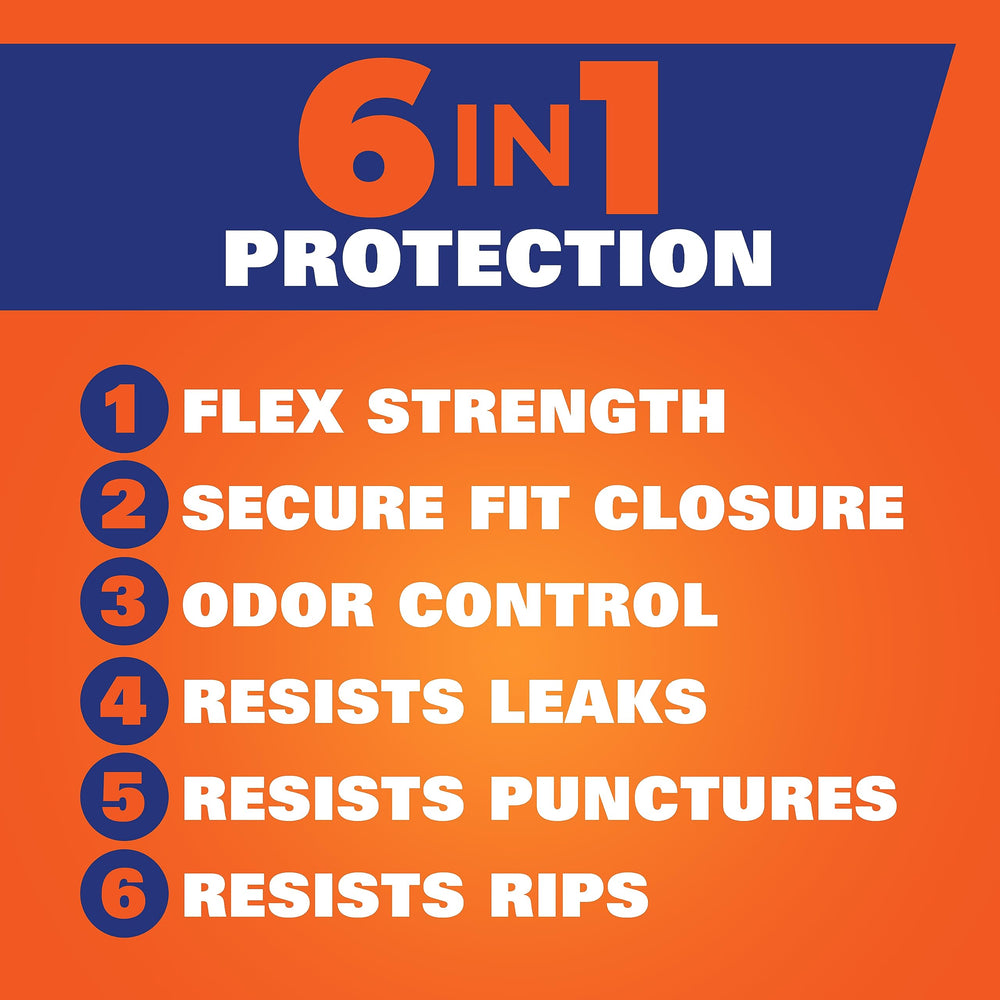 Hefty drawstring close-up demonstrating secure, break-resistant grip